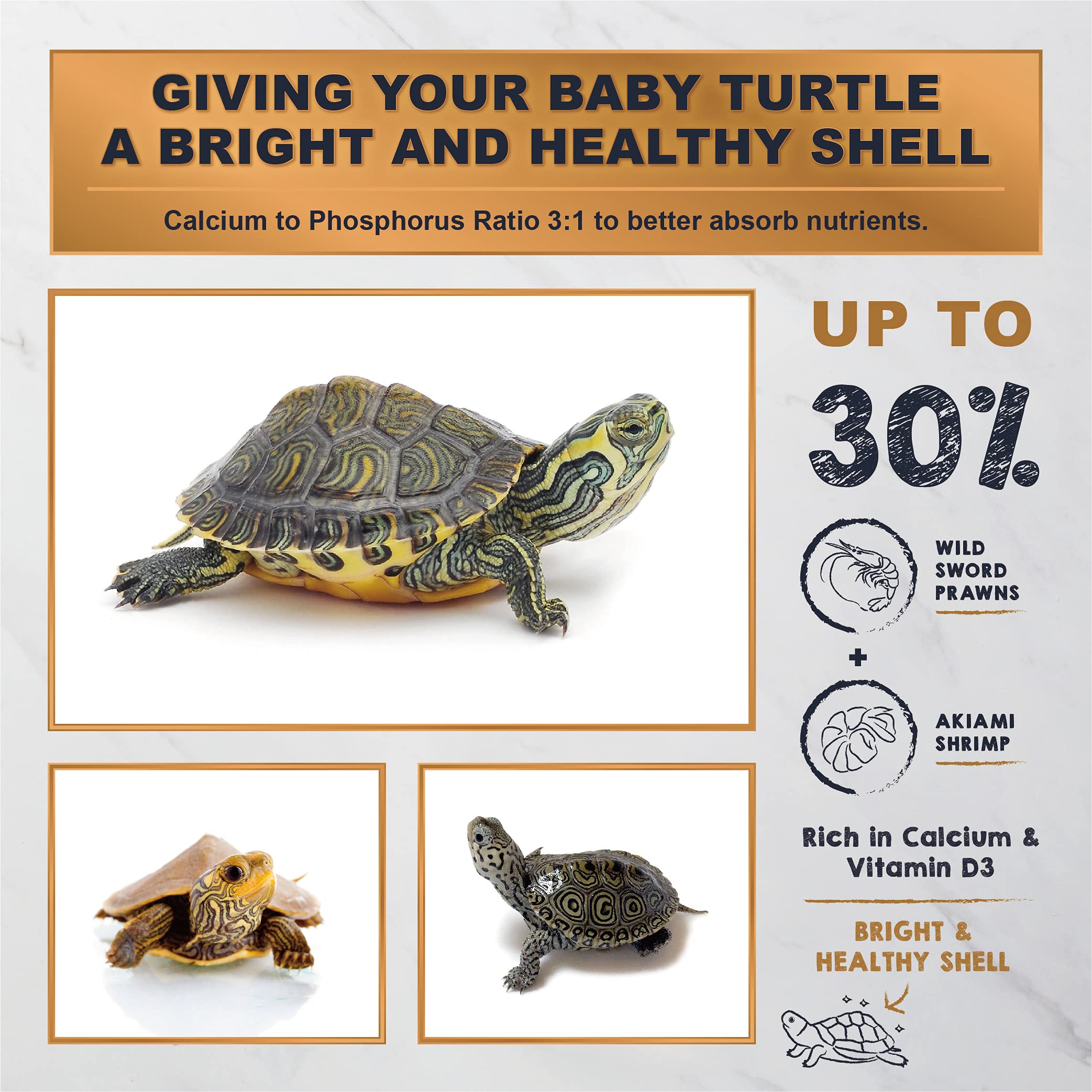 Ultra Fresh Floating Baby Turtle Food, All Natural Ingredients, Wild Sword Prawn, Calcium Vitamin D Enriched for Picky Aquatic B