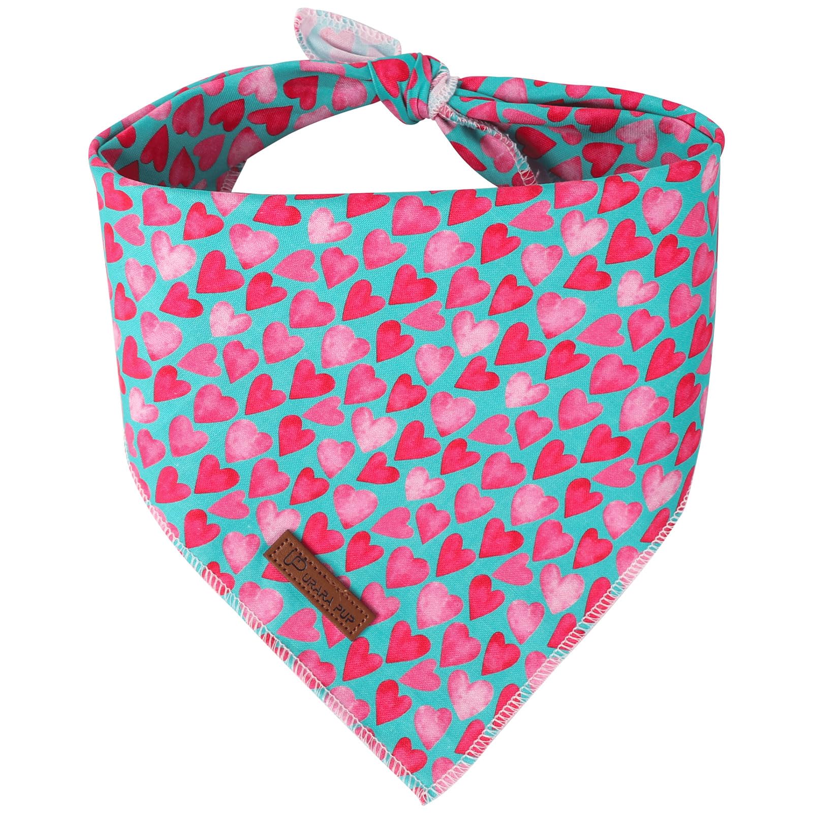 UP URARA PUP Valentine Dog Bandana, Pink Heart Triangle Bid Scarf for Small Medium Dog, Cotton Pet Kerchief for Girl Boy Dogs or
