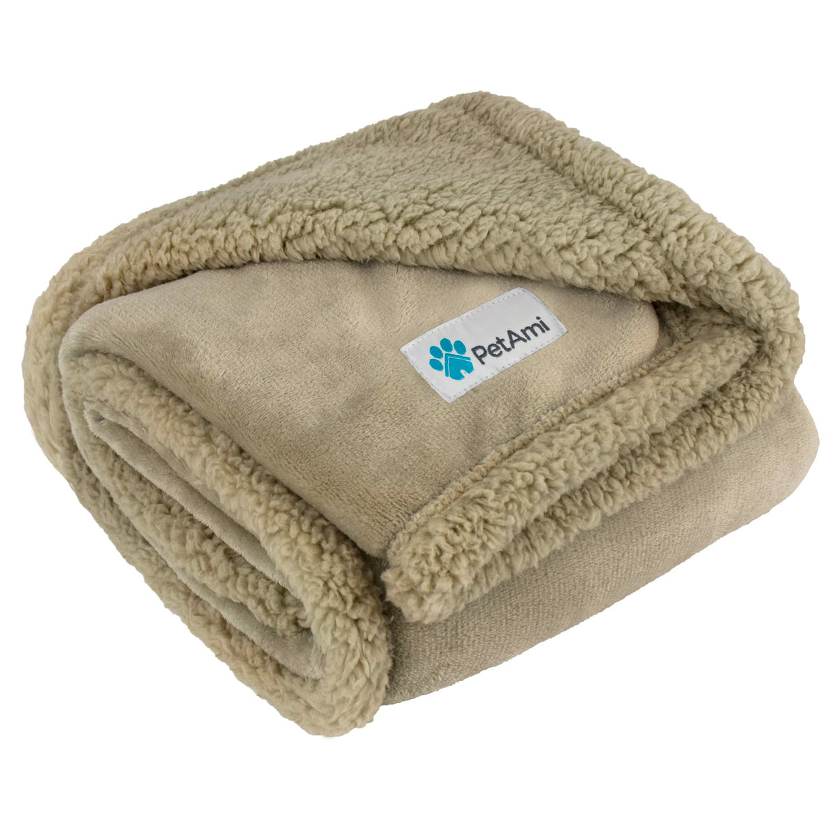 Petami Dog Blanket For Bed, Xl Pet Blanket Large Dogs, Fleece Furniture Couch Cover Protector Sofa Car Crate Kennel, Soft Sherpa Cat Throw Plush Reversible Washable, Twin 60X80 Solid Taupe