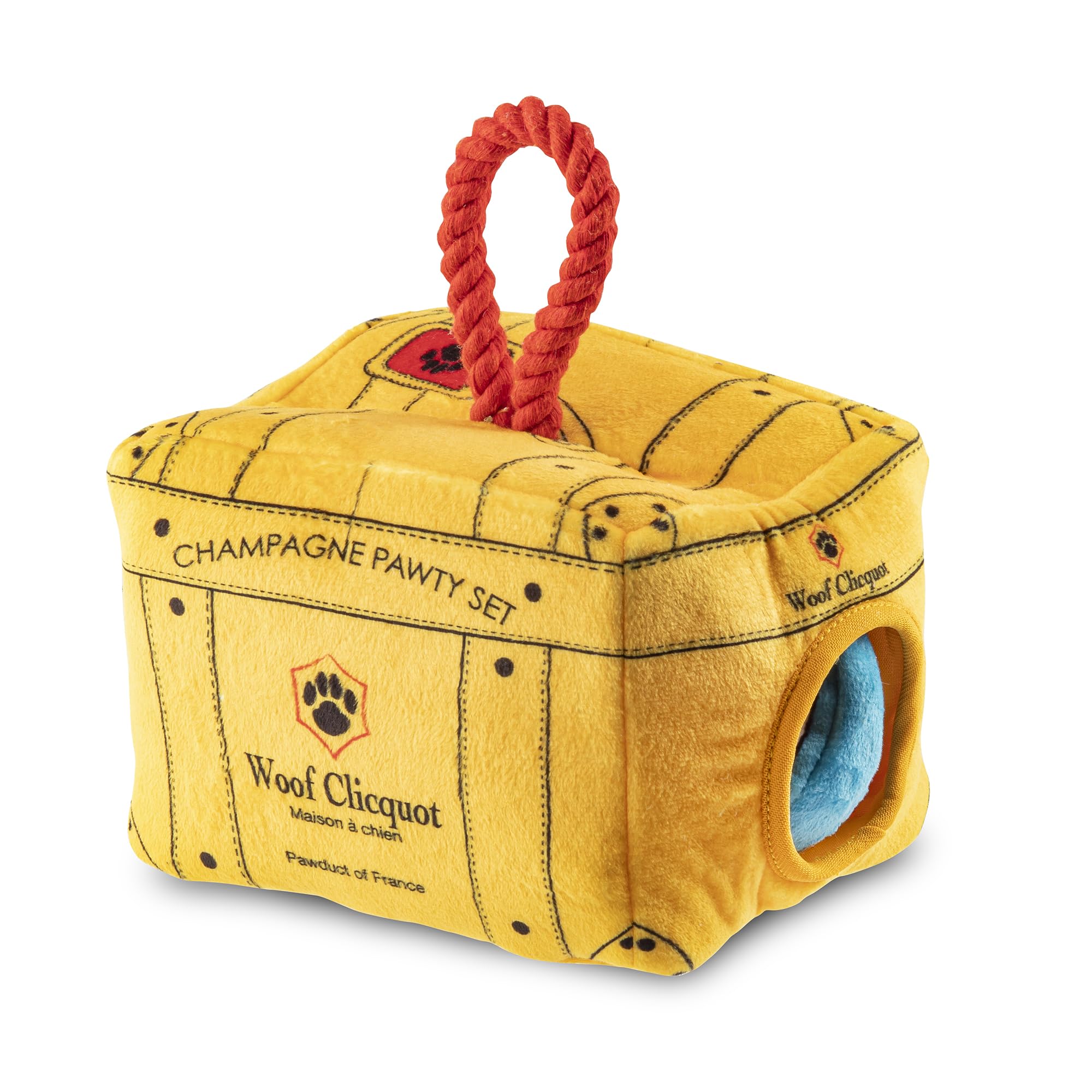 Haute Diggity Dog Woof Clicquot Pawty Set, Plush Designer Dog Toys with Interactive Squeaker, Stimulating Pet Enrichment, Machin