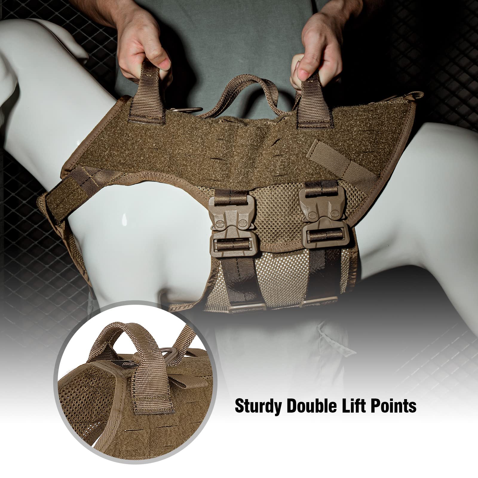 Petac Gear Tactical Dog Harness No Pull For Large Working Dogs Military Dogs Vest Police Service Training Dogs Molle Harnesses With Handle (Cb, L)