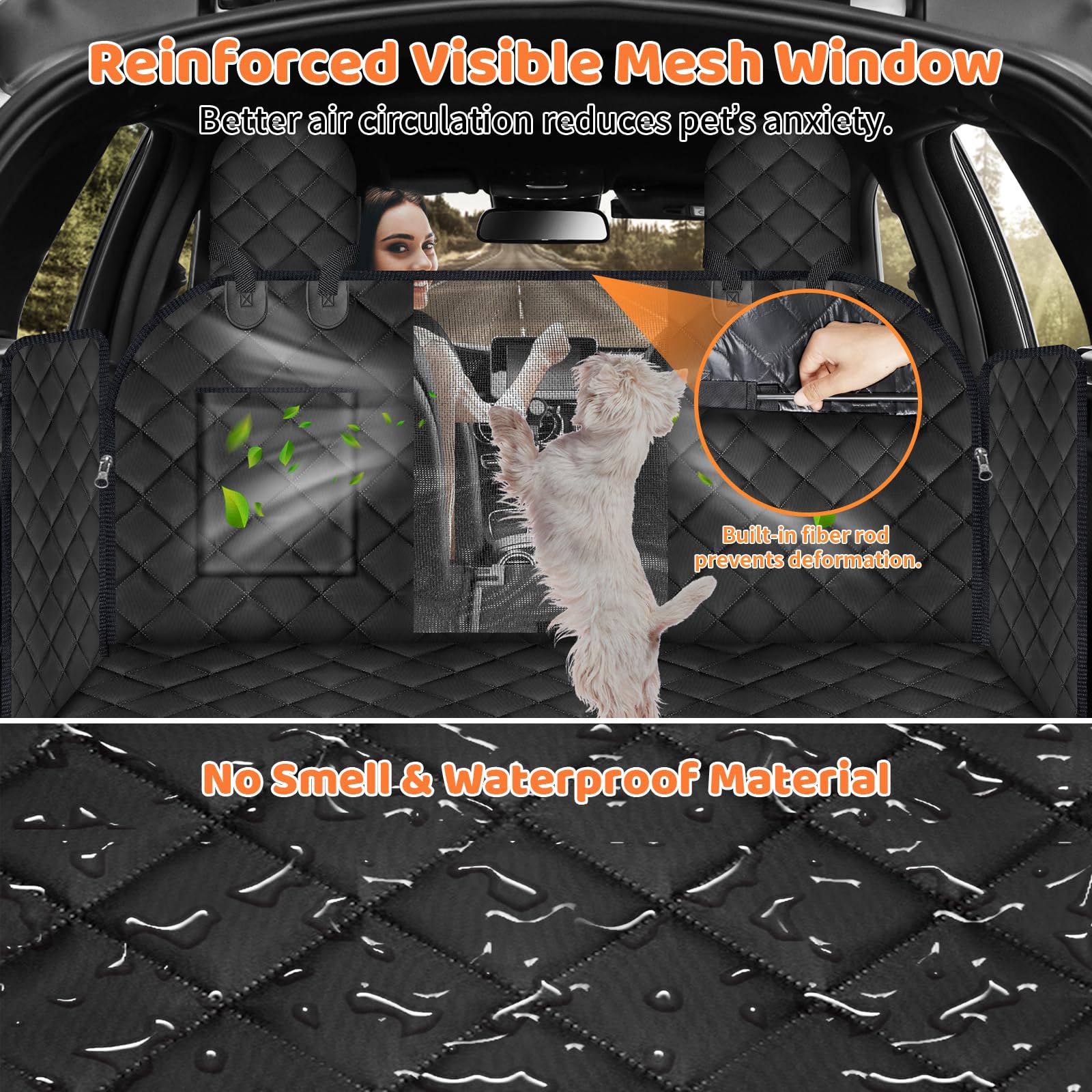 URPOWER Dog Back Seat Extender for Tesla Model Y, Hard Bottom Dog Car Seat Cover Holds 400 lbs, Waterproof Dogs Hammock for Car