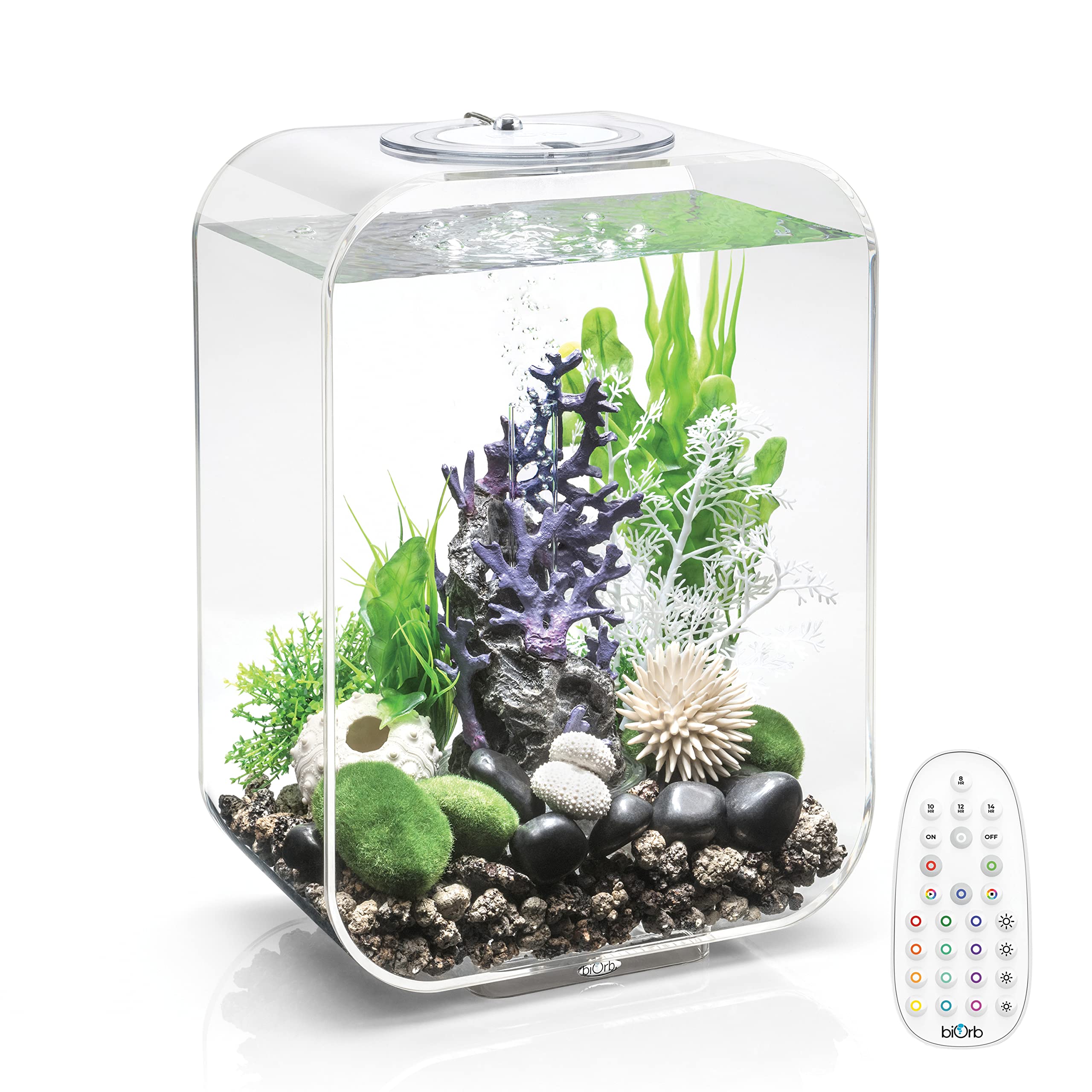 biOrb Life 15 Acrylic 4Gallon Aquarium with MultiColor RemoteControlled LED Lights Modern Compact Tank for Tabletop or Deskto