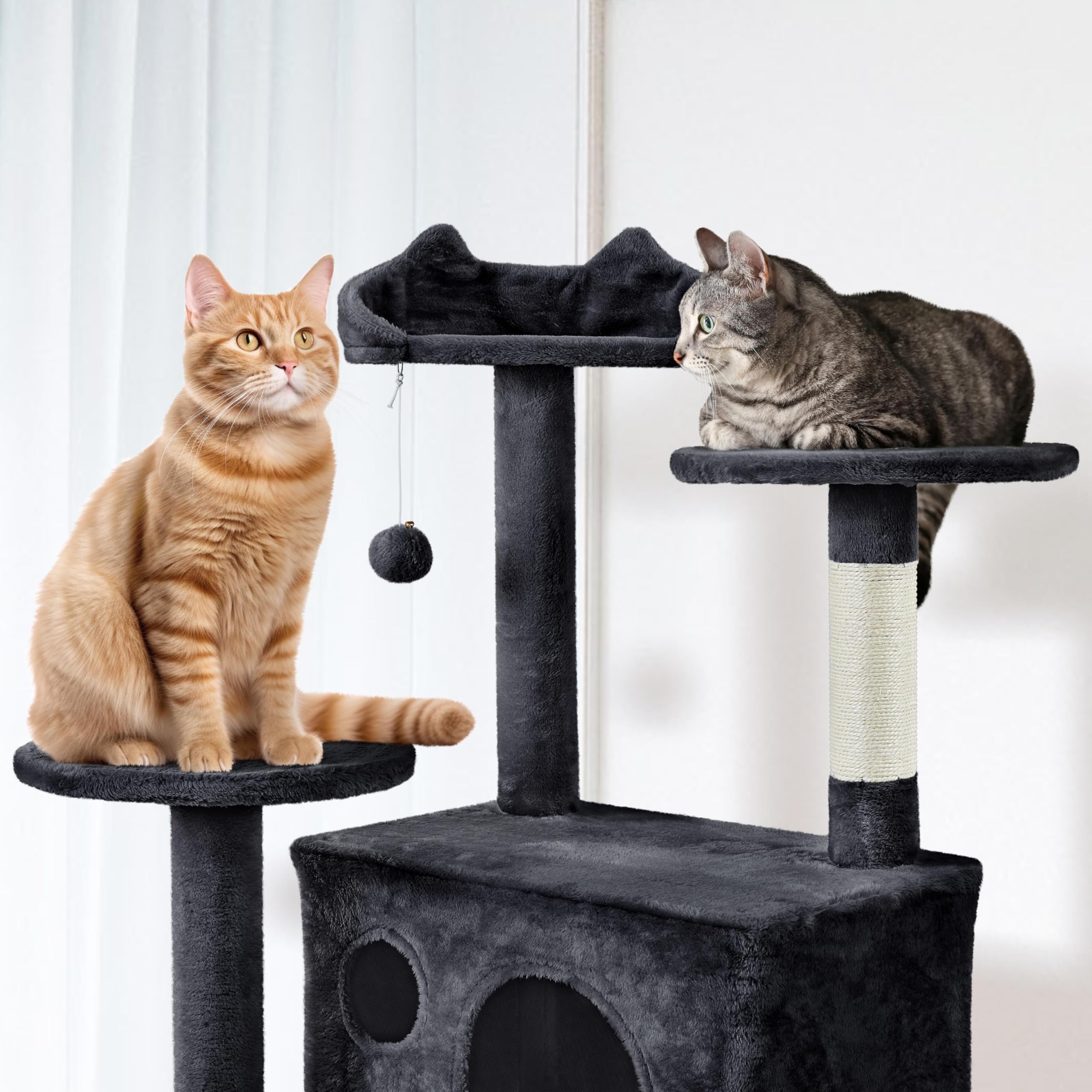 Yaheetech Larget Cat Tree, 80In Multi-Level Cat Tower With Cat Scratching Posts, Double Cat Condo, Perched Platforms And Danglin