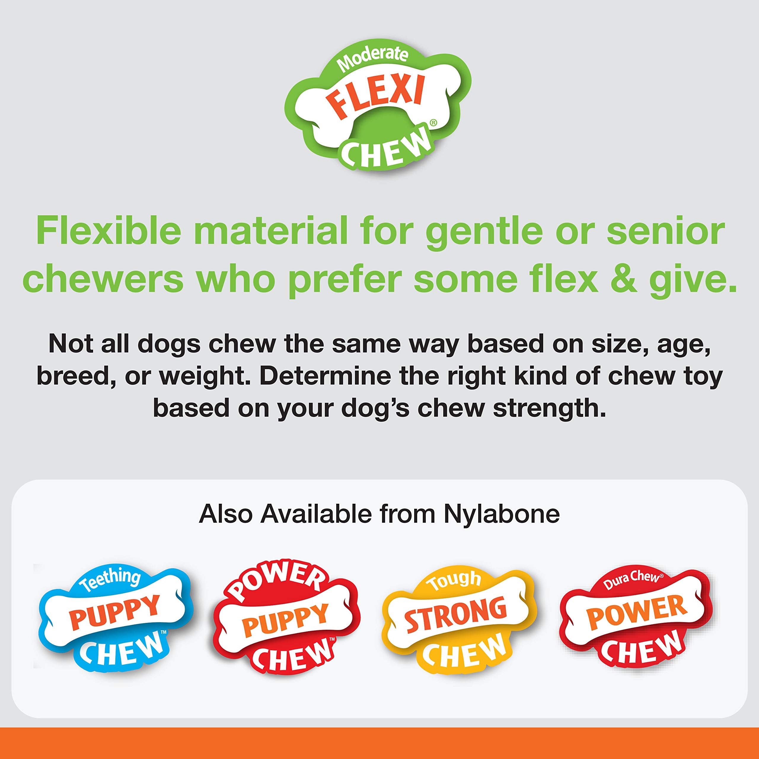 Nylabone Original Bone Flexi Chew Toy For Dogs, Dog Toys For Moderate Chewers, Chicken & Bacon Flavor, X-Small - Up To 15 Lbs, 3 Pack