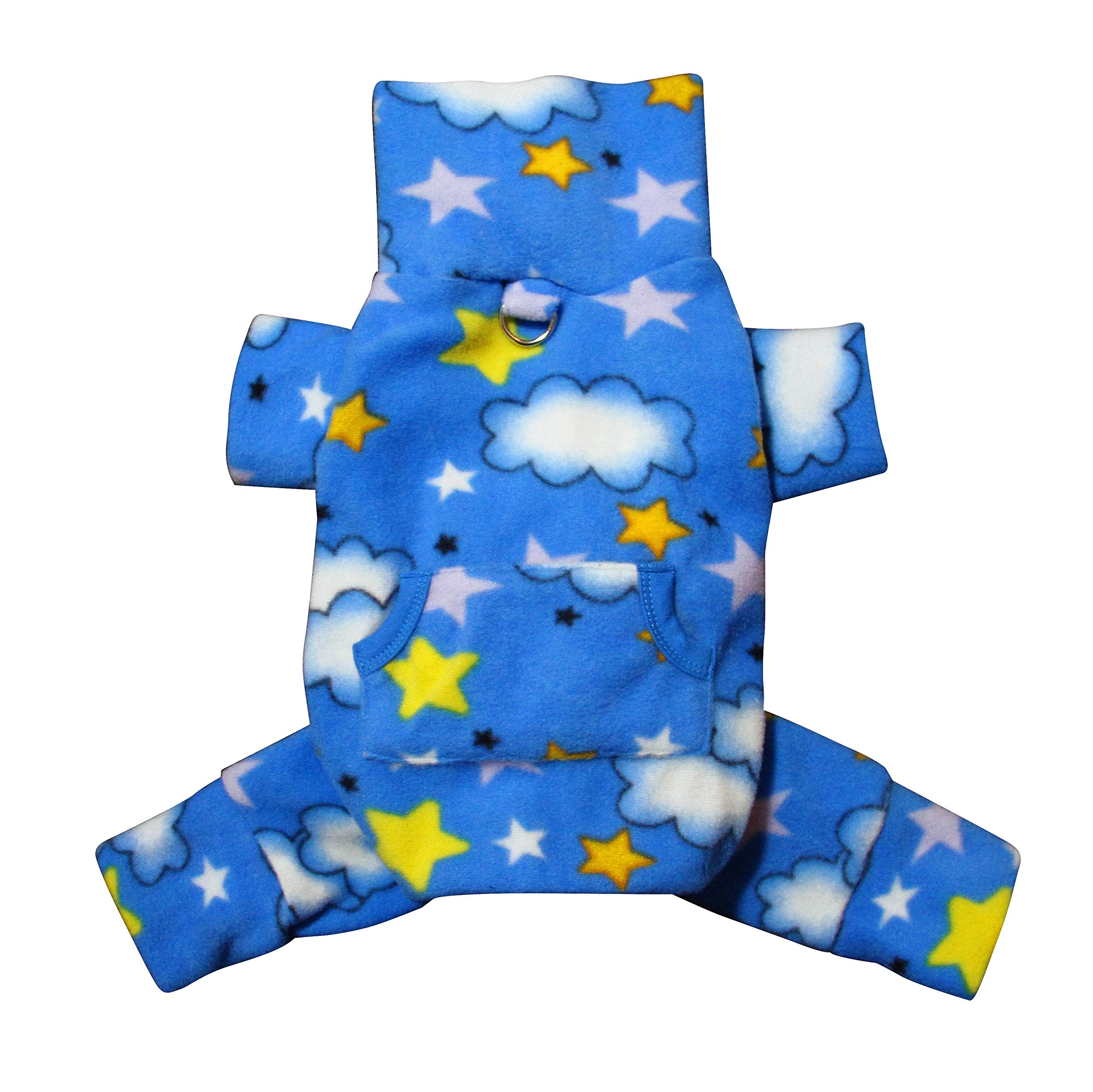 Klippo Dog/Puppy Stars And Clouds Fleece Turtleneck Pajamas/Bodysuit/Loungewear/Coverall/Jumper/Romper For Small Breeds (X-Small)