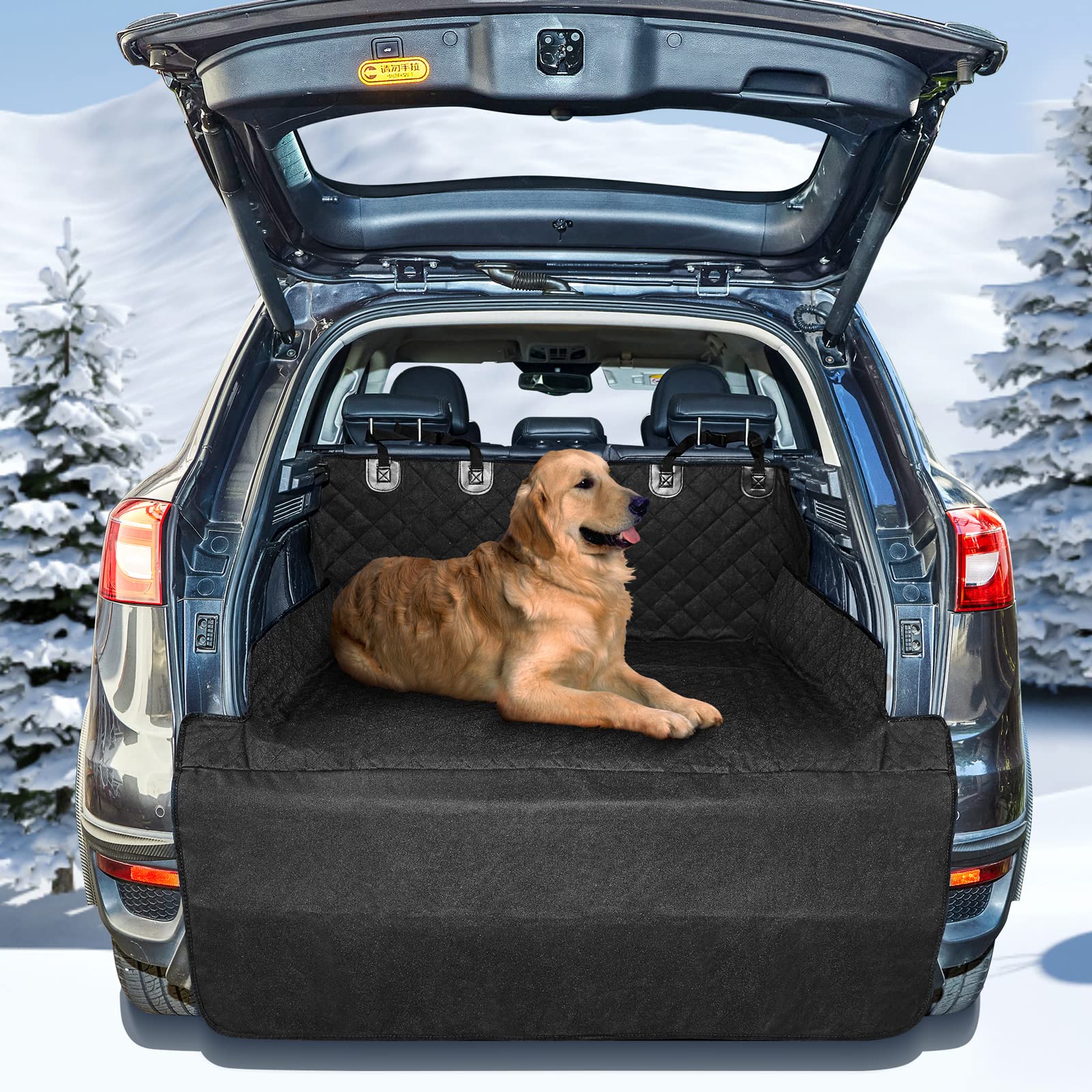 ANOSOSPECIAL SUV Cargo Liner for Dogs - Quilted Waterproof Trunk Seat Cover with Bumper Flap Protector - Universal Fit for Large