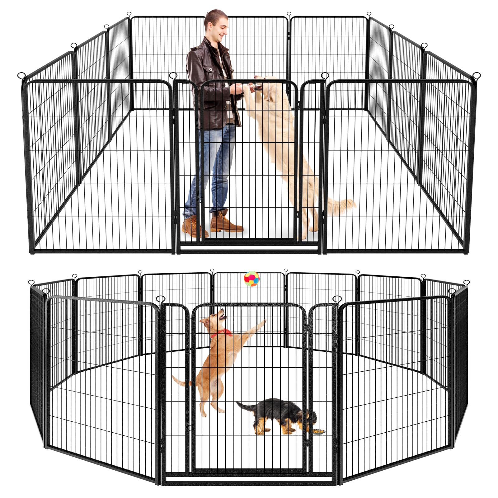 Kfvigoho Dog Playpen Outdoor Extra Wide 12 Panels Heavy Duty Dog Fence 47 Height Anti-Rust with Doors Portable for RV Camping Ya