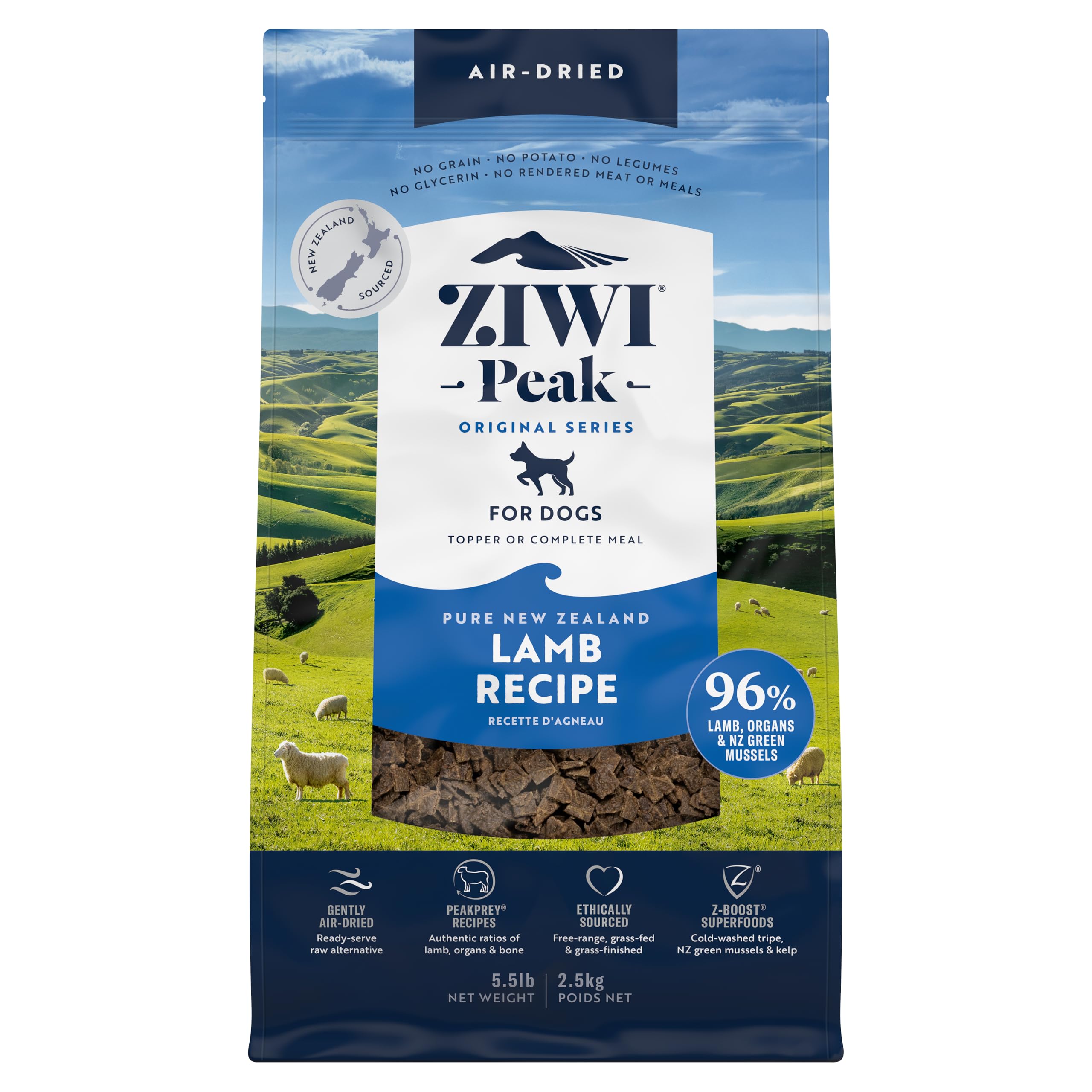ZIWI Peak Air-Dried Dog Food - Lamb - All Natural, High Protein, Grain Free, Limited Ingredient W/ Superfoods (88oz)