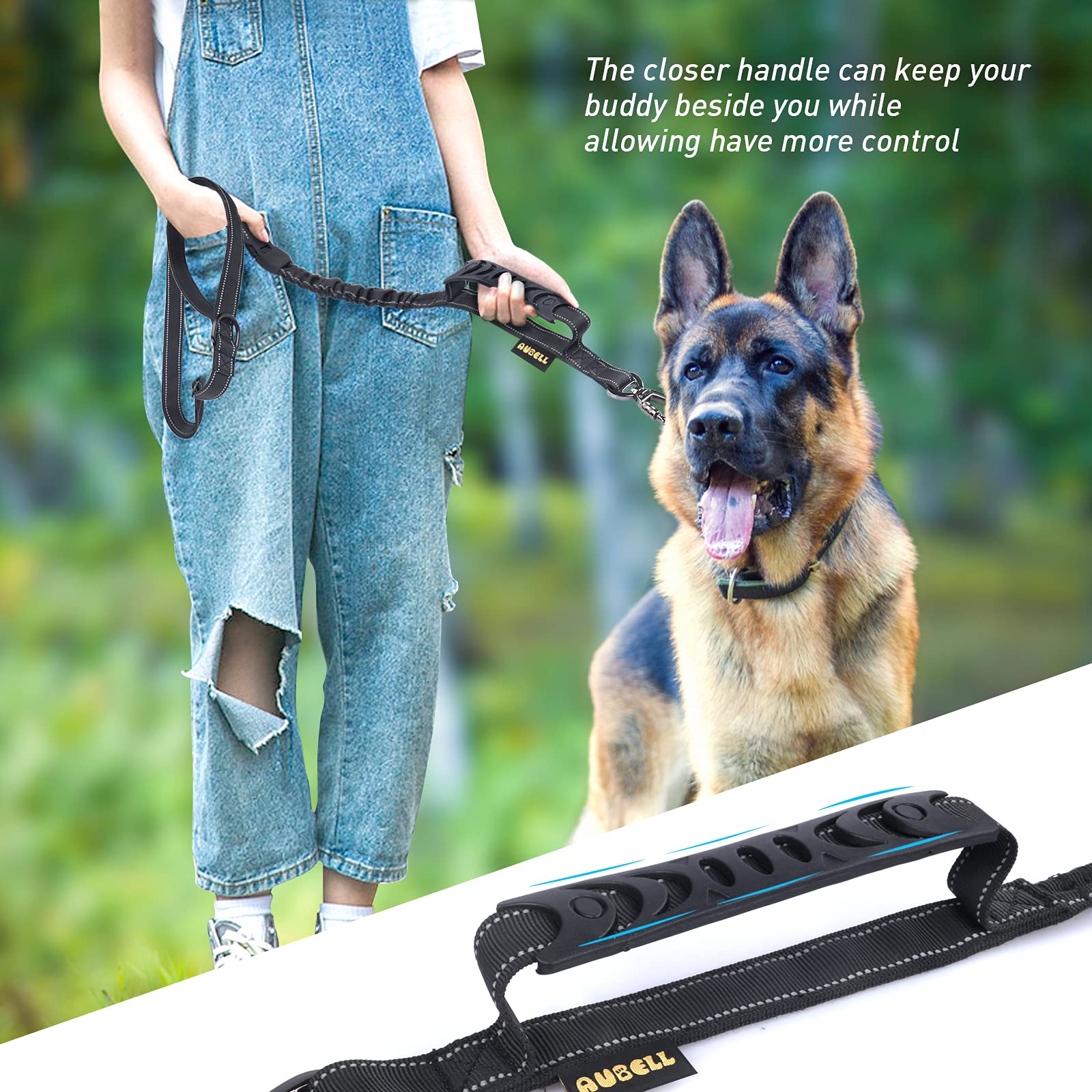 Heavy Duty Dog Leash, Reflective Dog Leashes With Car Seat Belt And Soft Padded Handle, 6Ft Strong Dog Leash For Training, Walking Lead For Large Medium Dogs, Black