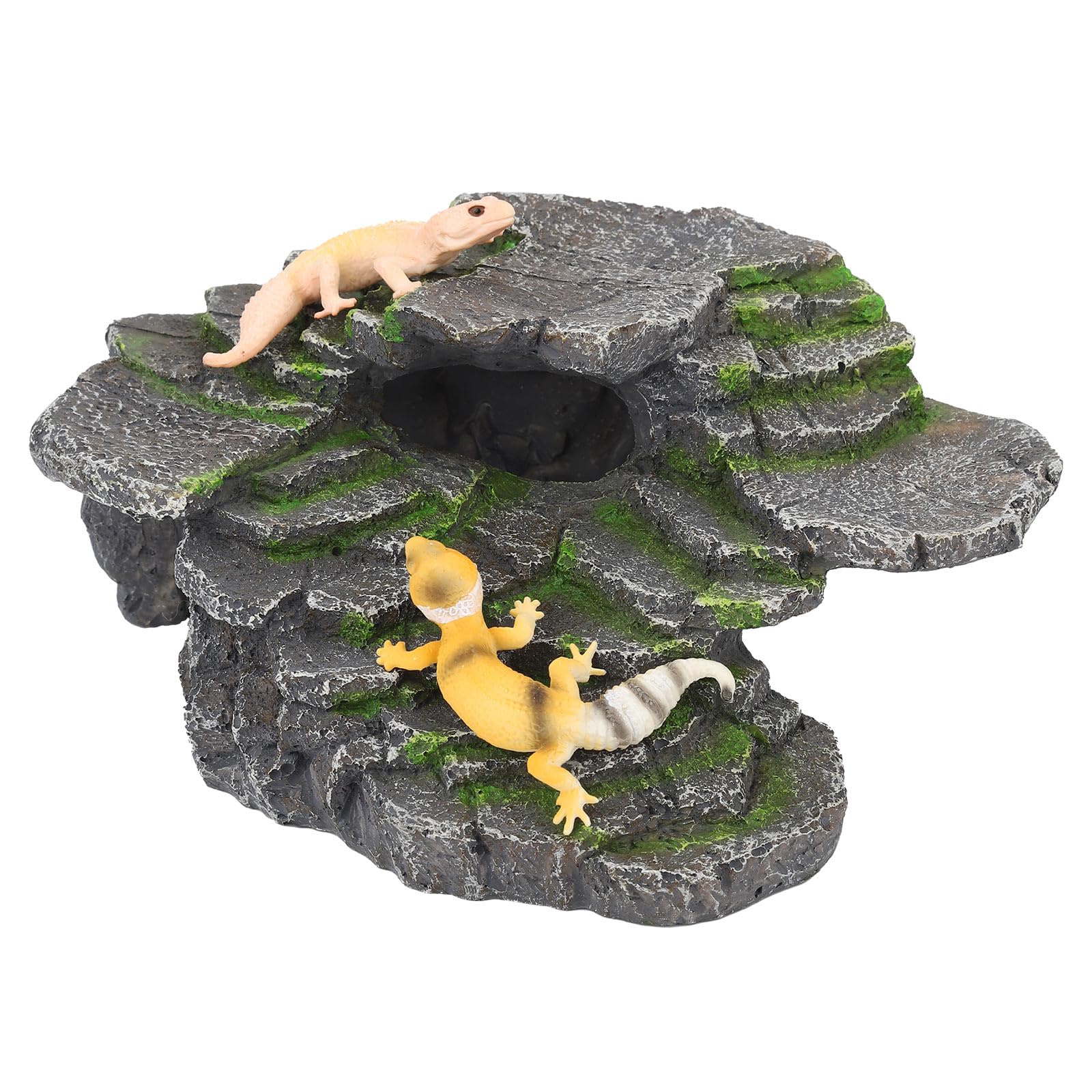 IBWell Bearded Dragon Hides and Caves Basking Rock Resin Hermit Crab Climbing Accessories for Habitat Aquarium Hiding Places for
