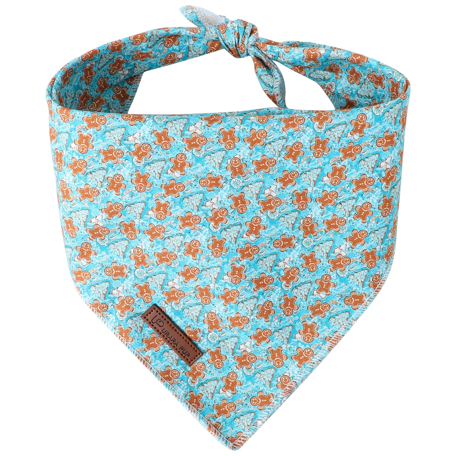 Up Urara Pup Christmas Dog Bandana, Christmas Gingerbread Man Triangle Bid Scarf For Girl Boy Dog, Cotton Pet Kerchief, Adjustab