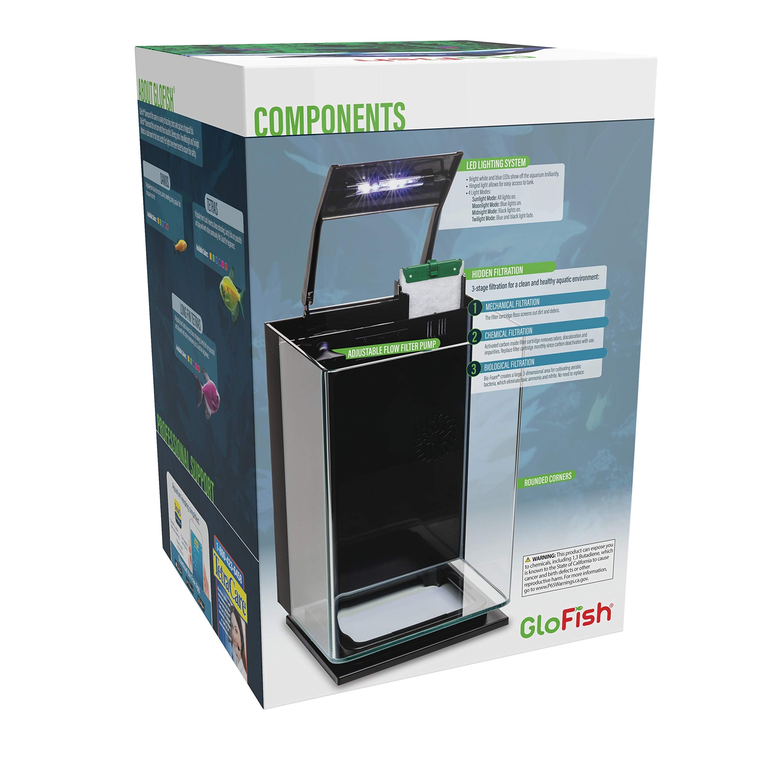 GloFish Aquarium Kit Fish Tank with LED Lighting and Filtration Included
