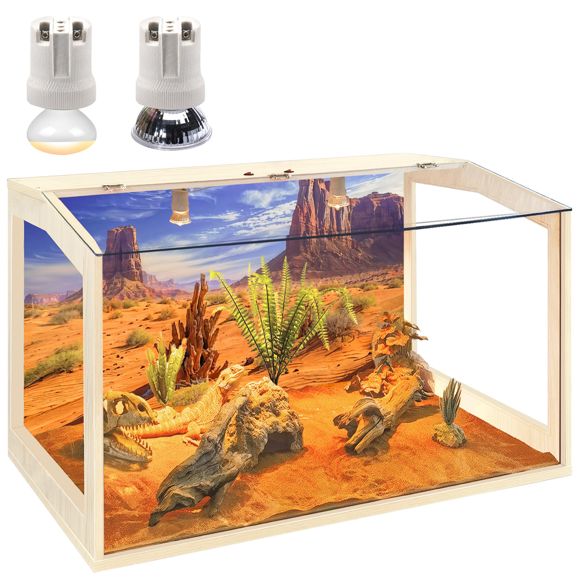 Prolee Bearded Dragon Tank, Reptile Enclosure, Snake Tank, Reptile Terrarium, Built-in Light Fixtures with Switch, (23 Gallon, 2