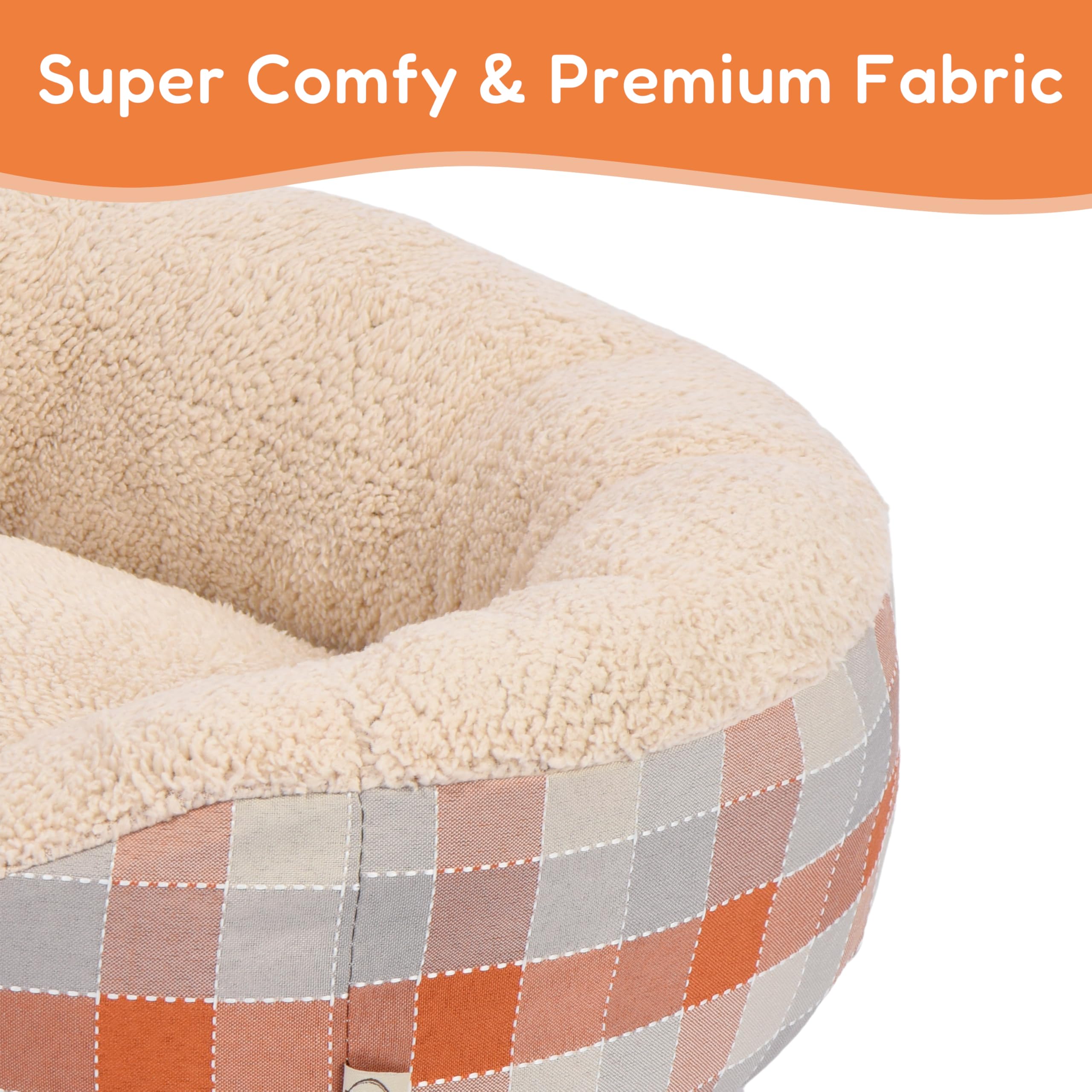 Fluffydream Cute Calming Cuddler Dog Bed, Dog Sofa Bed, Up To 25 Lbs, 21'' X 17'', Orange And White