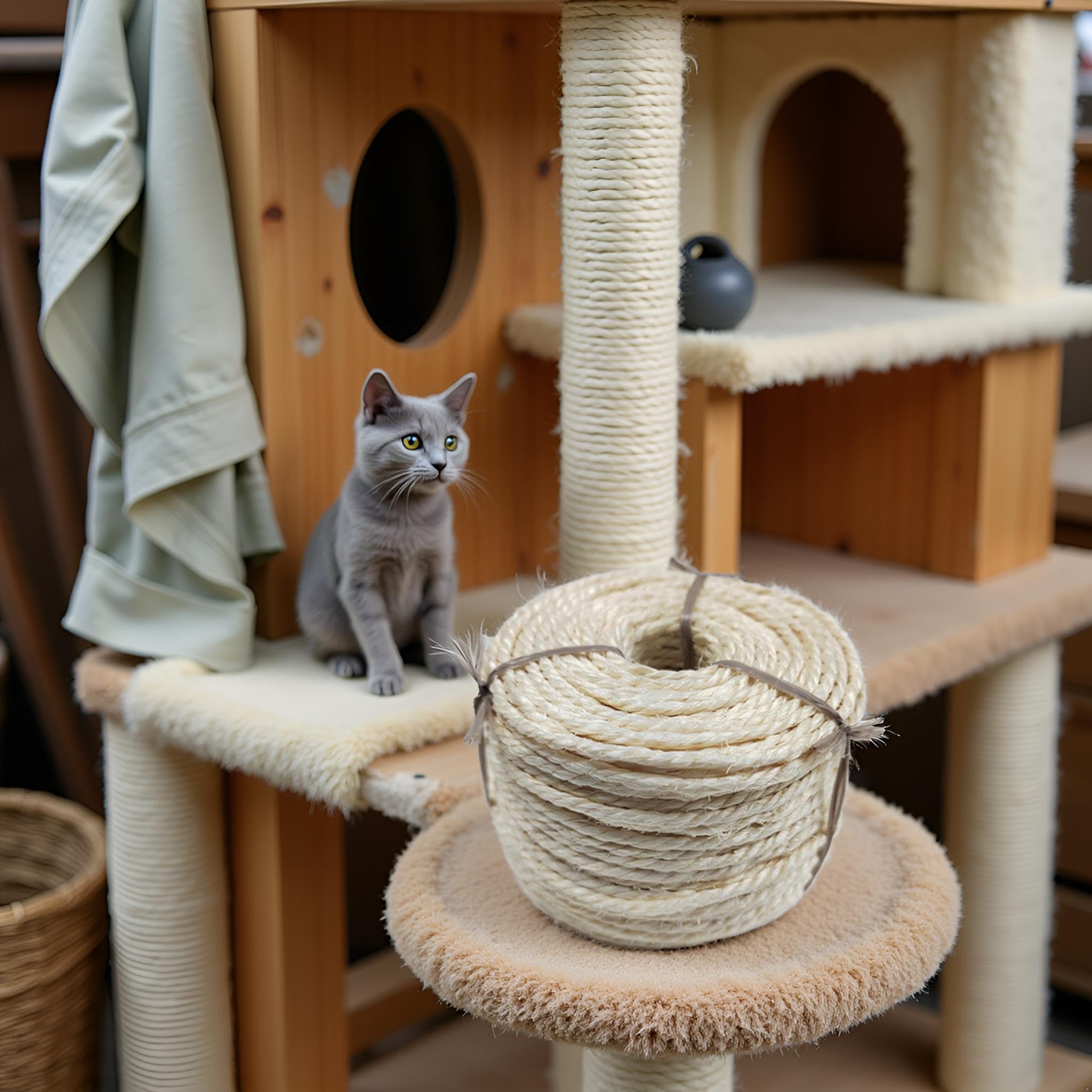 Htjzwg Durable Sisal Rope For Cat Scratcher | Cat Scratching Post Replacement | Cat Tree Rope Replacement | Replacement To Refre
