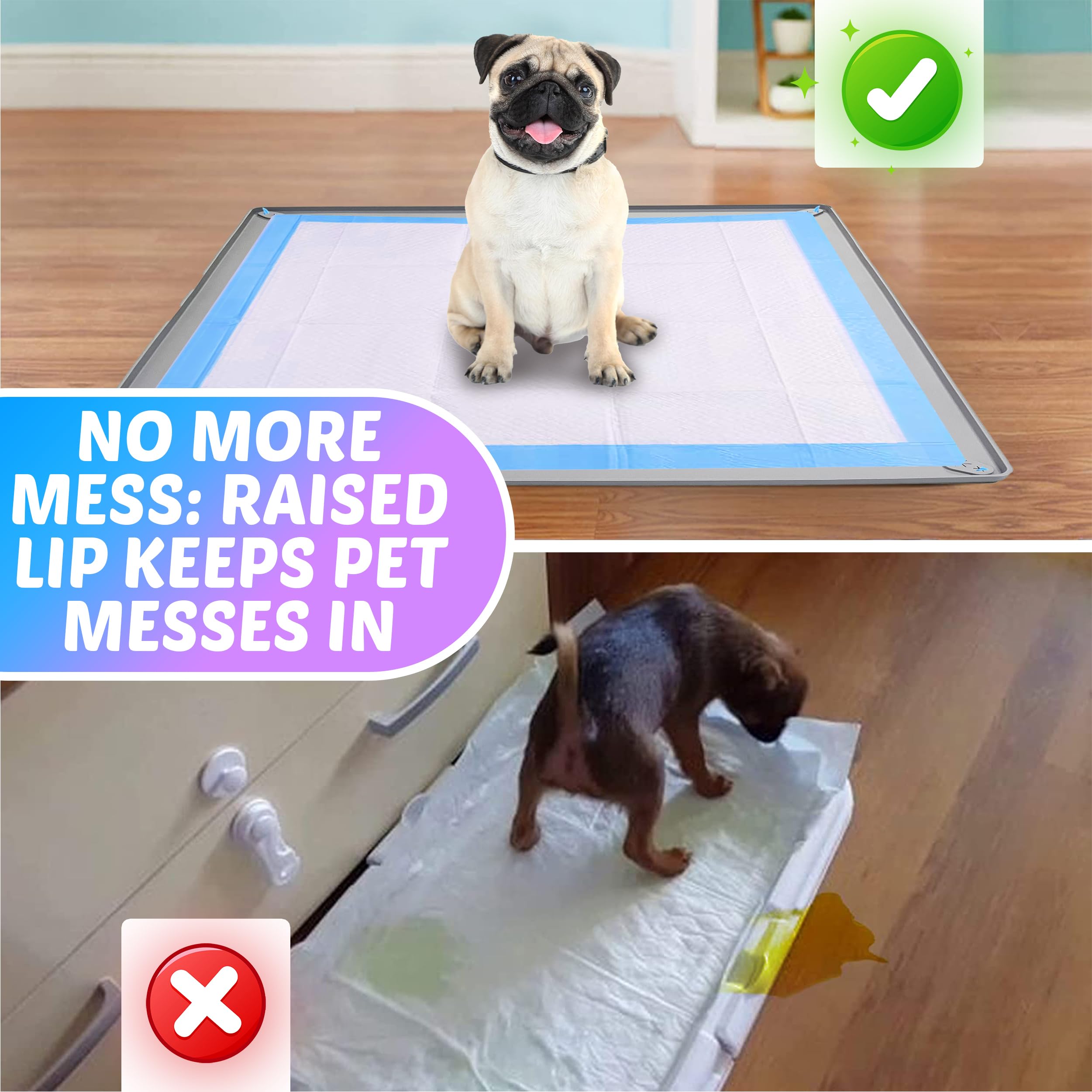 Tidyfriend Pee Pad Holder Tray 28 X 34 Inches, Silicone Dog Potty Tray, Easy To Clean No Spill Dog Potty Training Pad Holder (Li