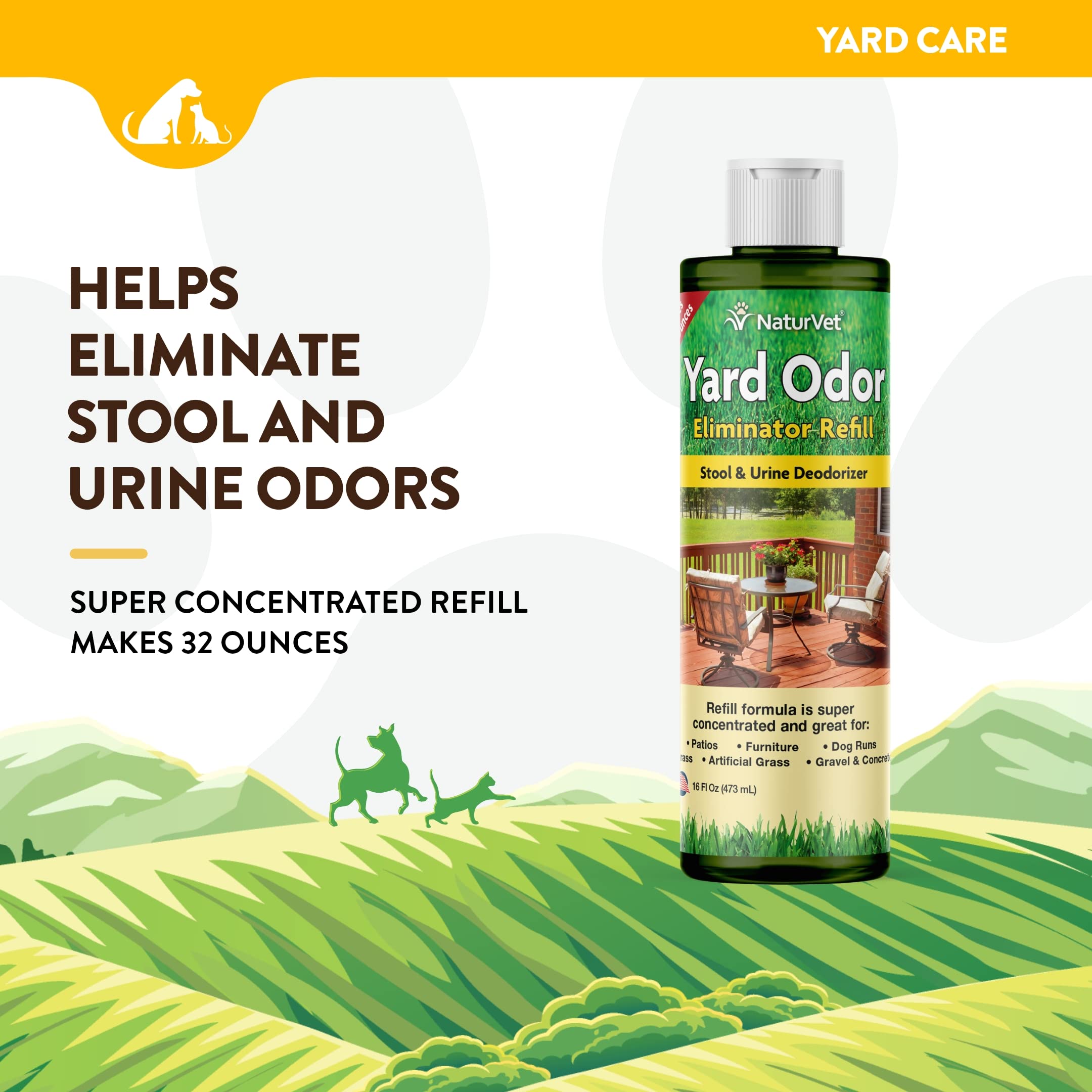 Naturvet - Yard Odor Eliminator | Eliminate Stool And Urine Odors From Lawn And Yard | Designed For Use On Grass, Plants, Patios