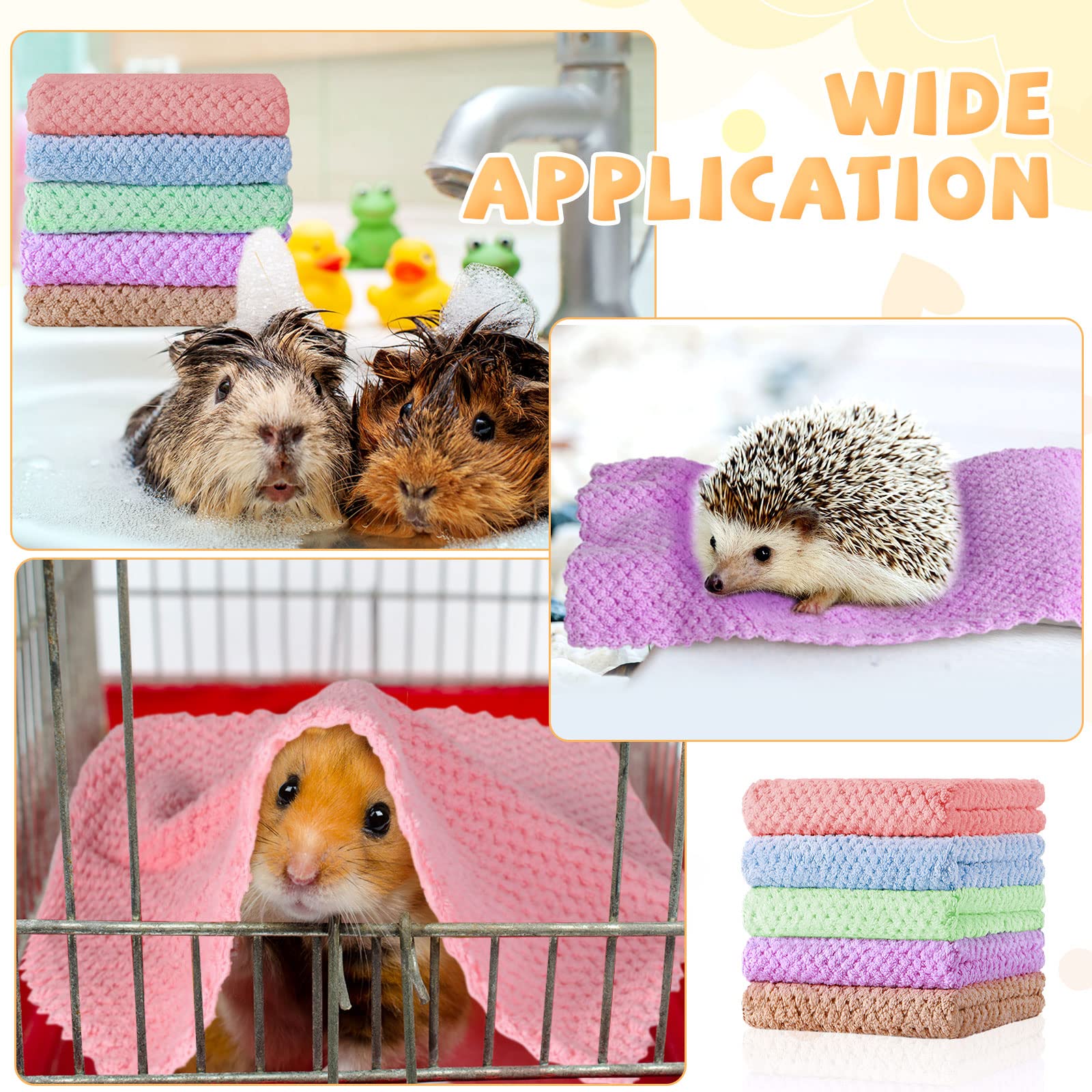 Reginary Guinea Pig Blankets, 10 Pcs Hamster Fleece Cage Liners, Coral Fleece Soft Quick Dry Pet Bedding For Small Animals, Cat
