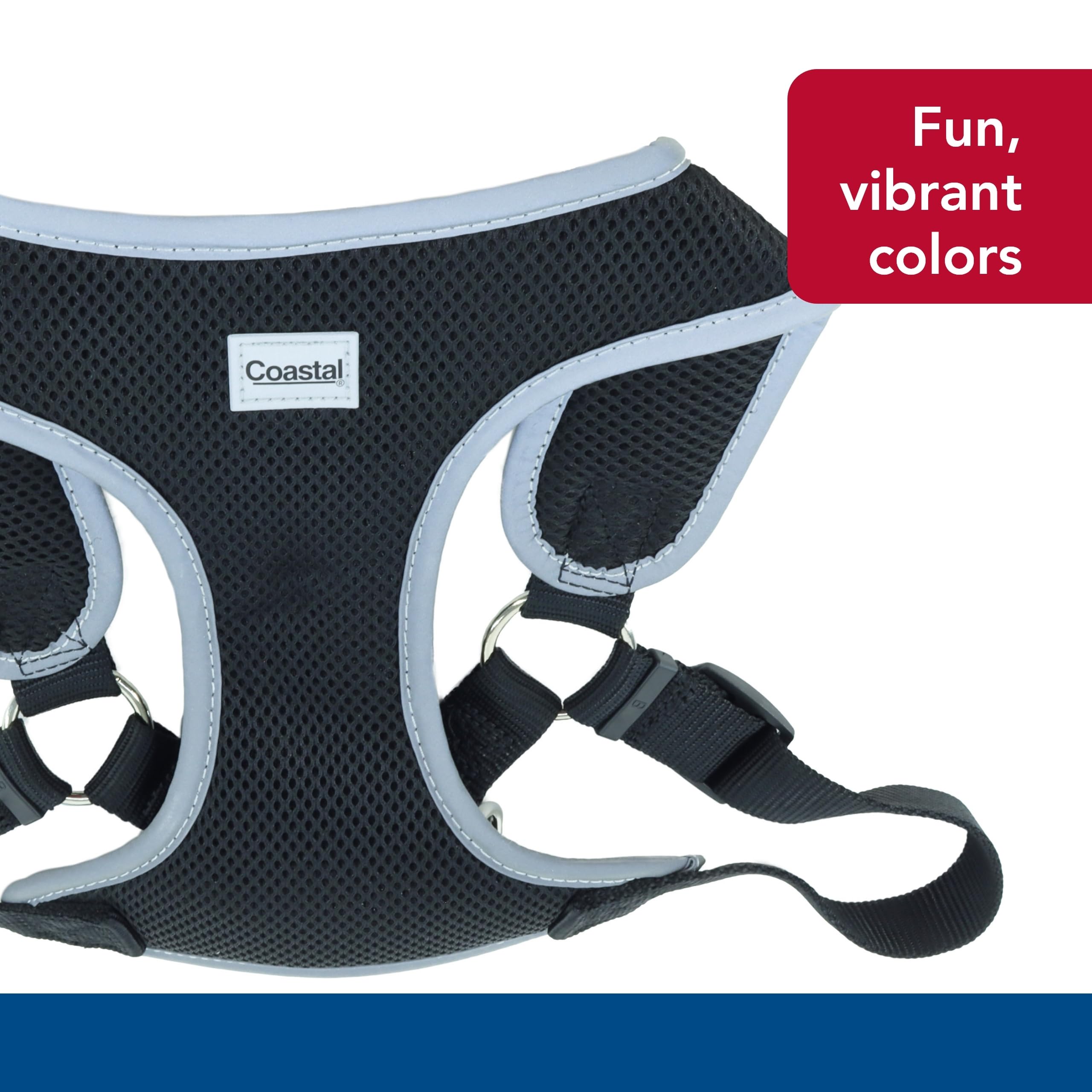 Coastal Pet Comfort Soft Reflective Wrap Adjustable Dog Harness - No-Pull Dog Harness For Small & Large Dogs - Black - 1' X 28'–36'