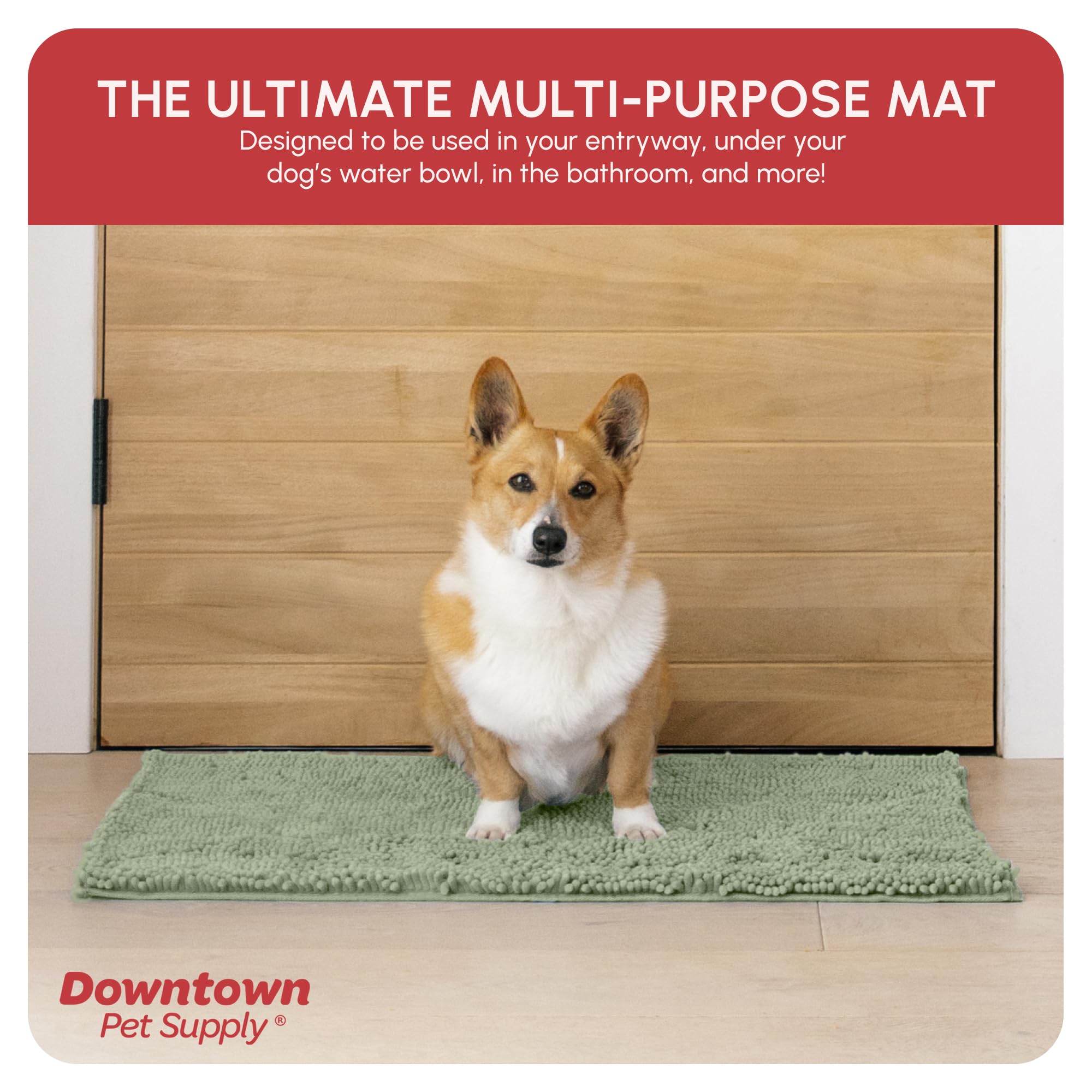 My Doggy Place Microfiber Dog Mat for Muddy Paws, 31 x 20 Sage - Absorbent and Quick-Drying Dog Paw Cleaning Mat, Washer and Dry