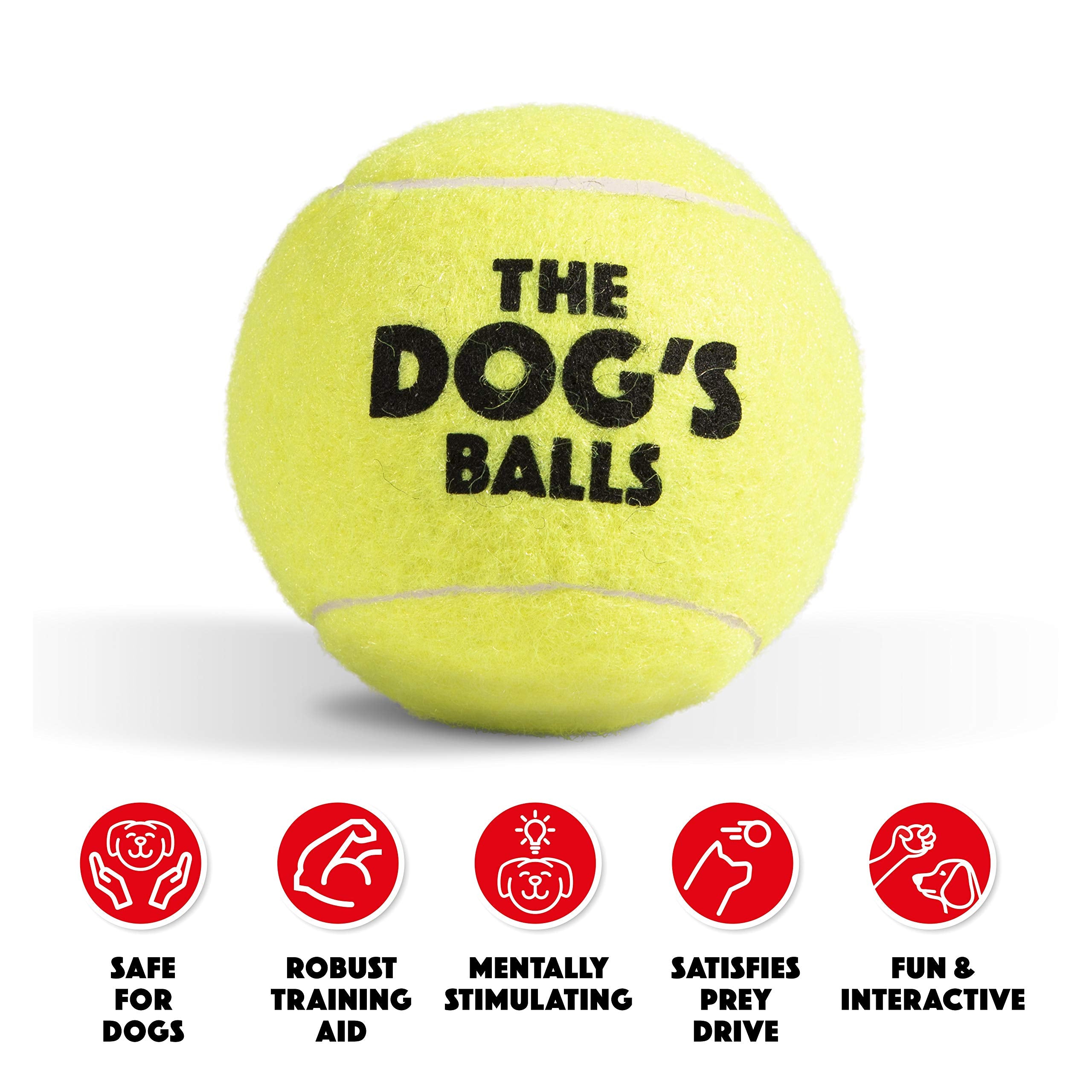The Big Dog's Balls, Dog Tennis Balls, 3-Pack Yellow, 3 Inches Diameter Dog Toy, Strong Dog & Puppy Ball for Training, Play, Exe