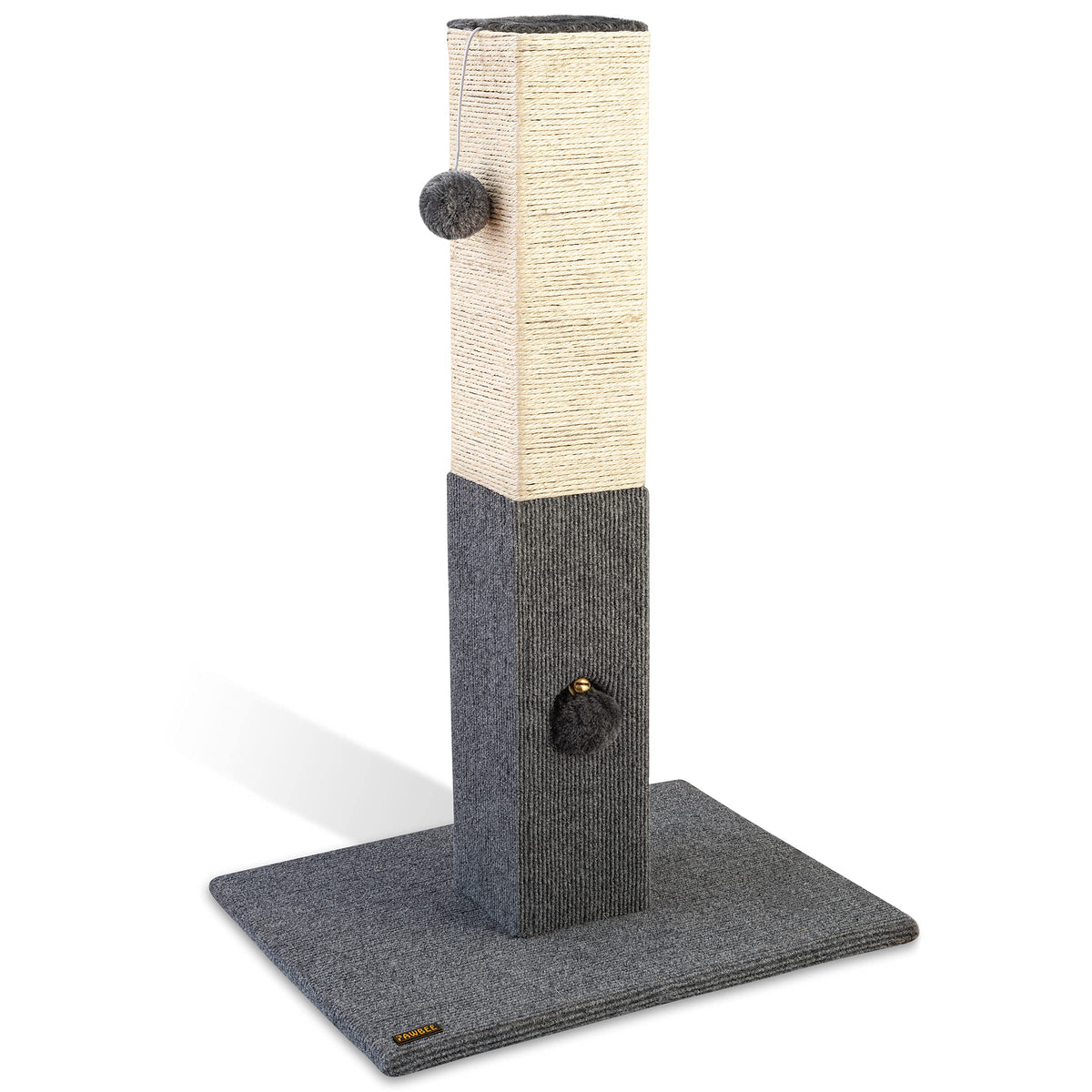 Pawbee - 32' Cat Scratching Post - Sisal Rope Indoor Cat Tall Scratchers For Small & Large Cats - Cat Post Tower With Jingle Bell Toy - Cat Scratcher