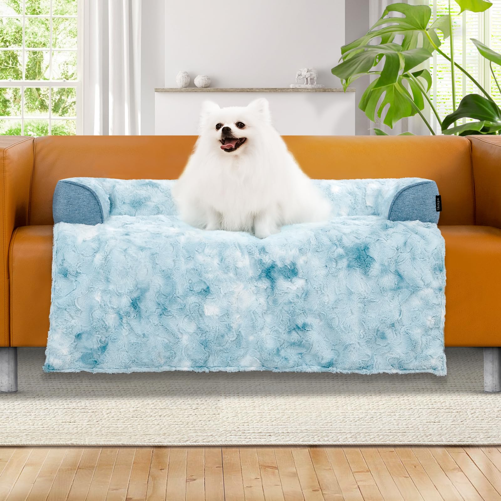Blunique Calming Dog Couch Bed For Medium Dogs/Cats, 35 X 31 Inch Waterproof Removable Dogs Mat Couch Cover For Furniture Protec