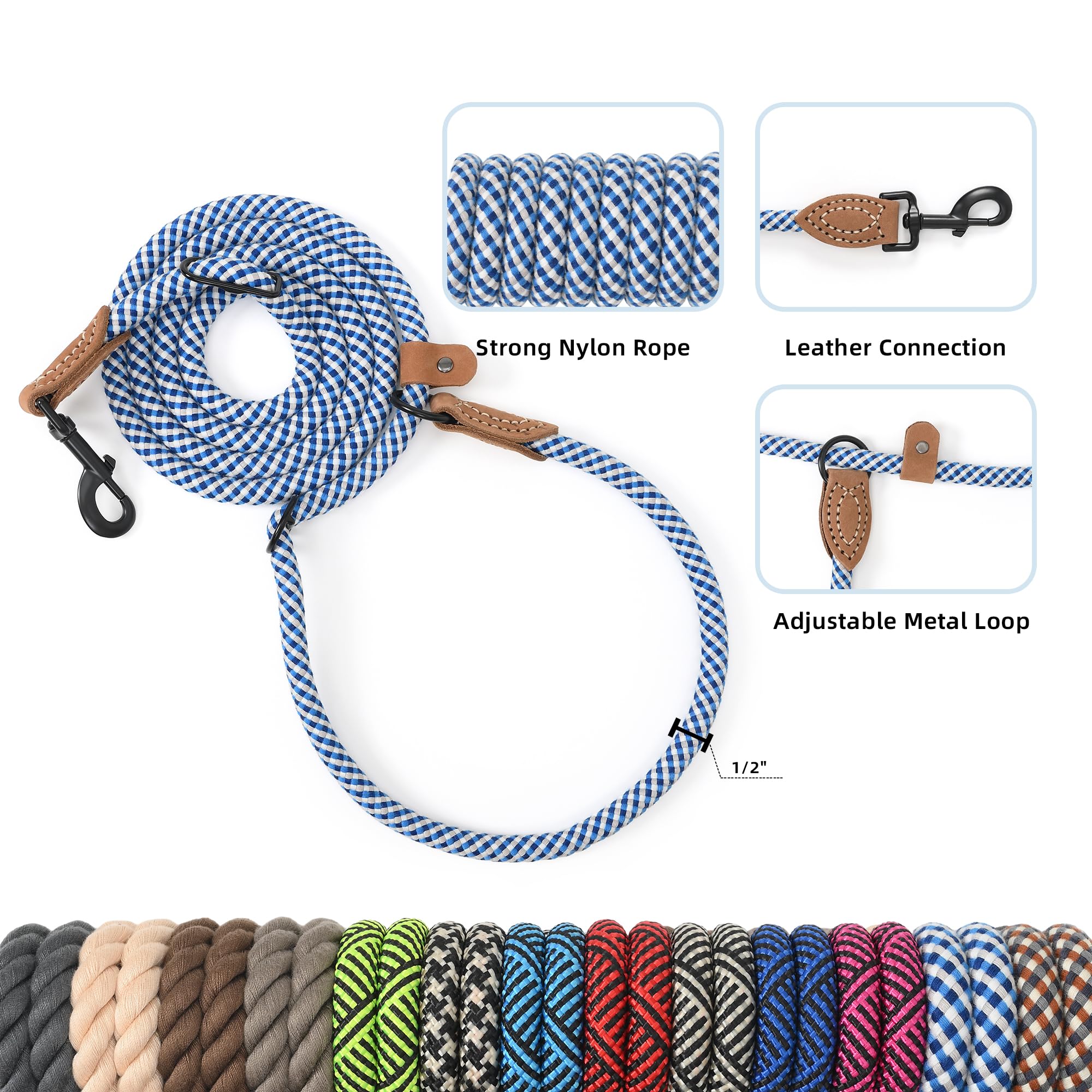 Mile High Life Hands Free Dog Leash, Crossbody Waist Leash With Genuine Leather Connection, Multifunctional Adjustable Slip Lead