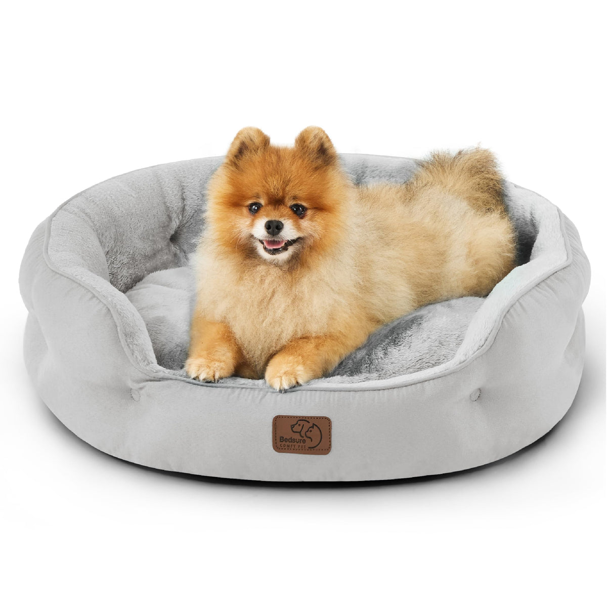 Bedsure Dog Beds For Small Dogs - Round Cat Beds For Indoor Cats, Washable Pet Bed For Puppy And Kitten With Slip-Resistant Bottom, 25 Inches, Pale Grey