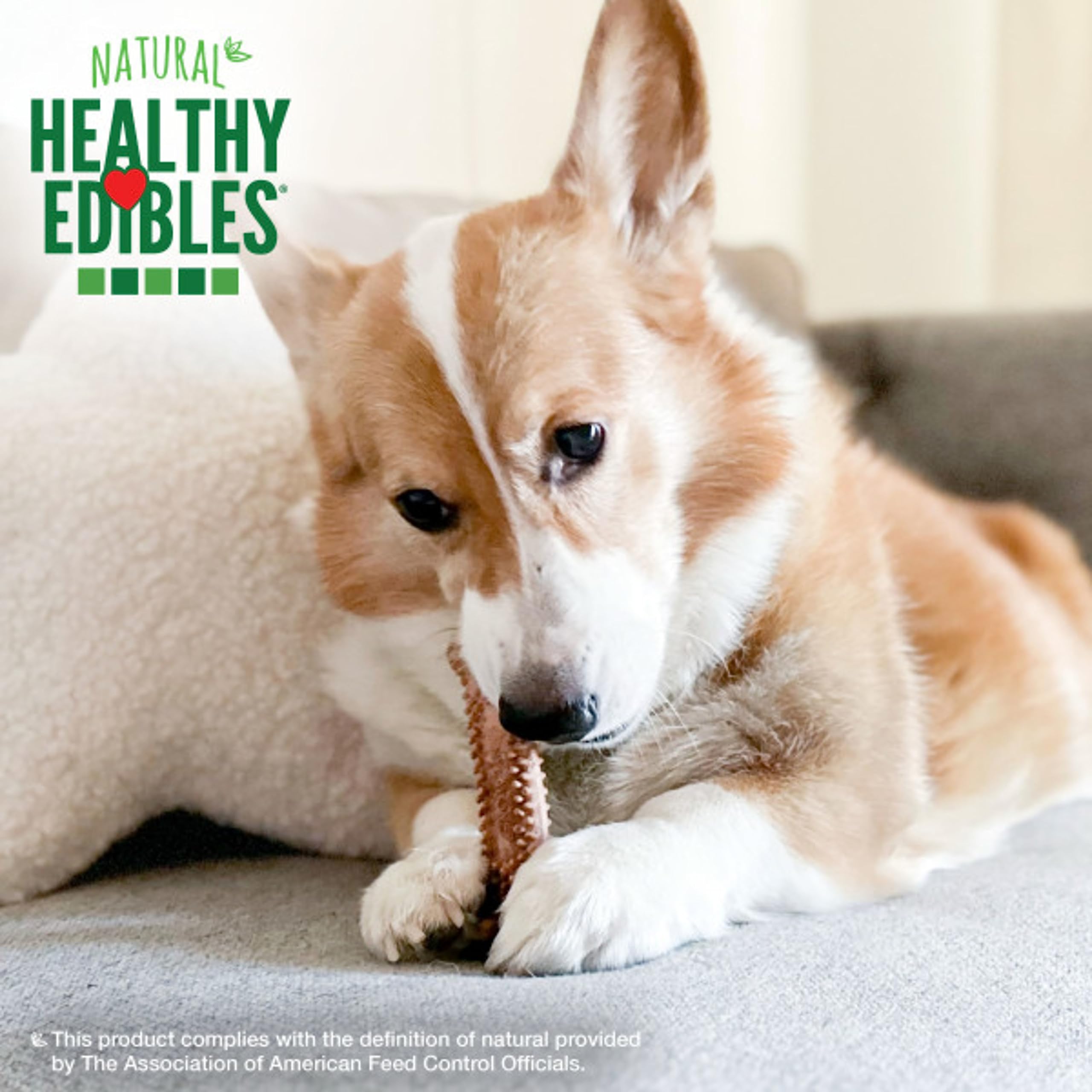 Nylabone Healthy Edibles Natural Dog Chews Long Lasting Meaty Center Beef Flavor Treats for Dogs, Small (12 Count)