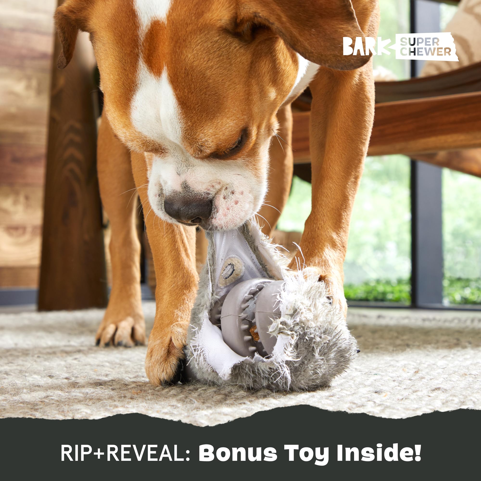 Bark Super Chewer Collection Rubber Rabbit Dog Toy - Hare Raiser