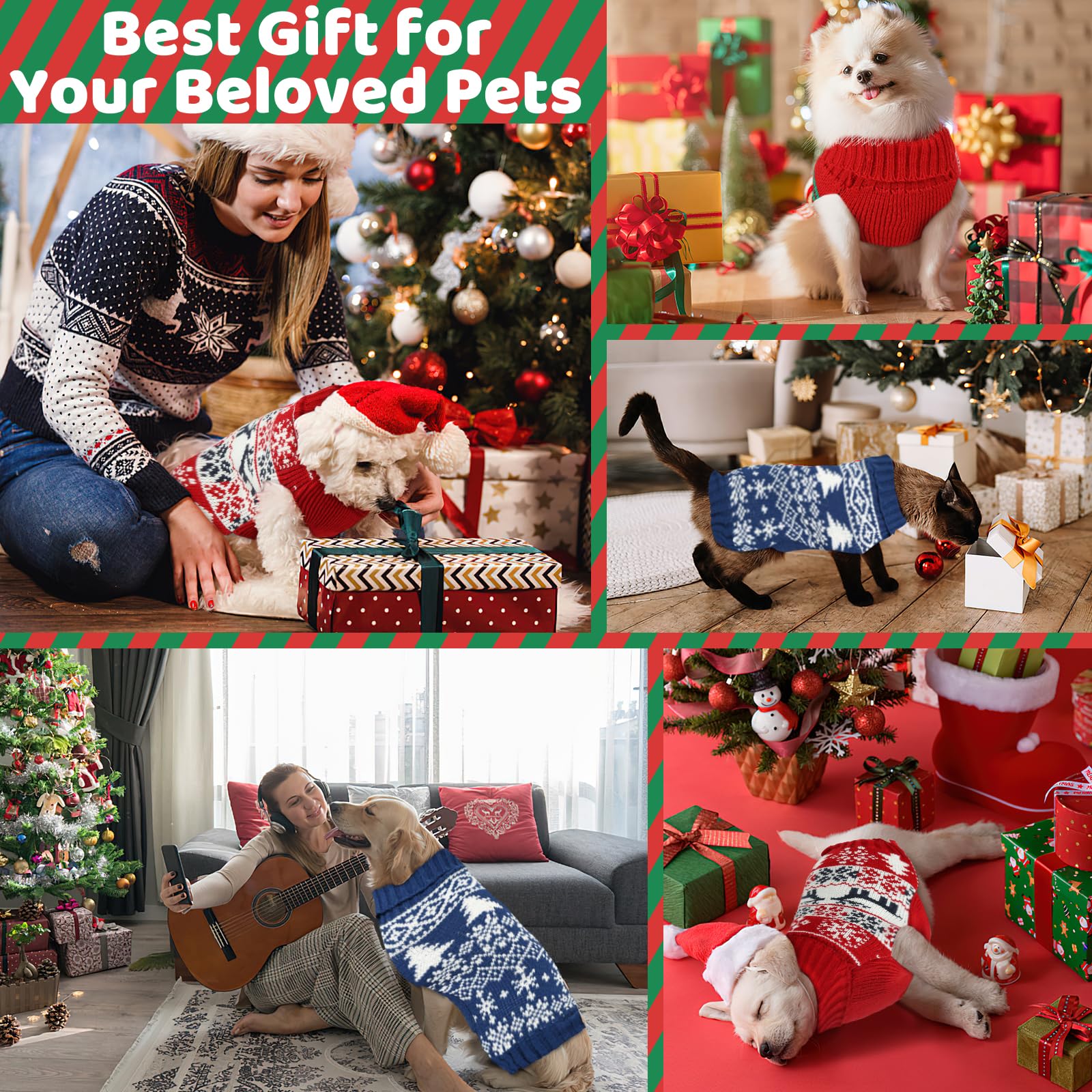 Christmas Dog Sweaters For Small Large Dogs Girl, Soft Warm Pup Dogs Shirt, Turtleneck Dog Sweaters For Medium Large Dogs, Double Knitting Collar For Outdoors Playing, Warm Dog Cat Clothes Snowman M