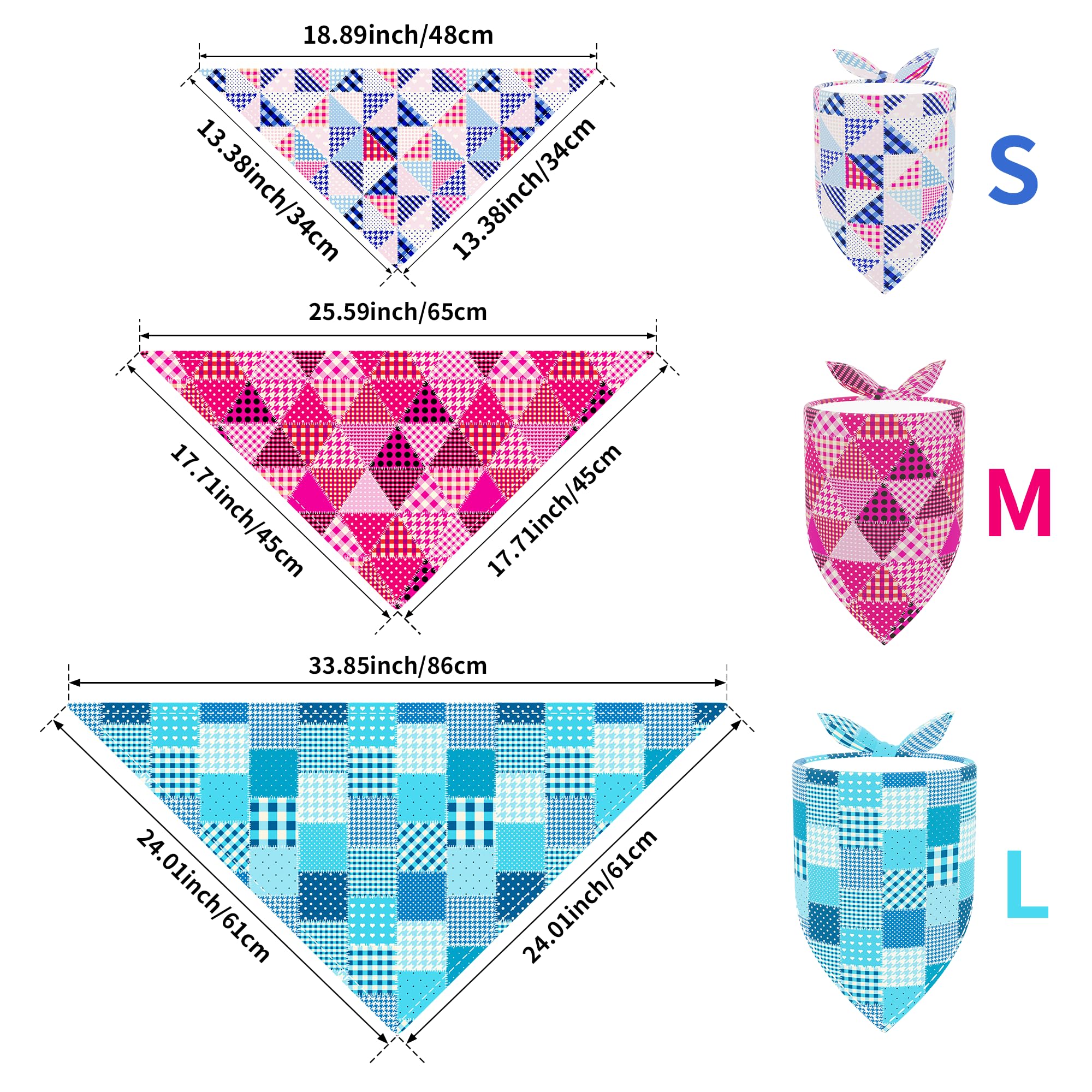JpGdn 10pcs Dog Bandanas Patchwork for Medium Breed Dog Kerchief Triangle Bibs Scarves Pink Blue Yellow Girl Boy Grooming Costum