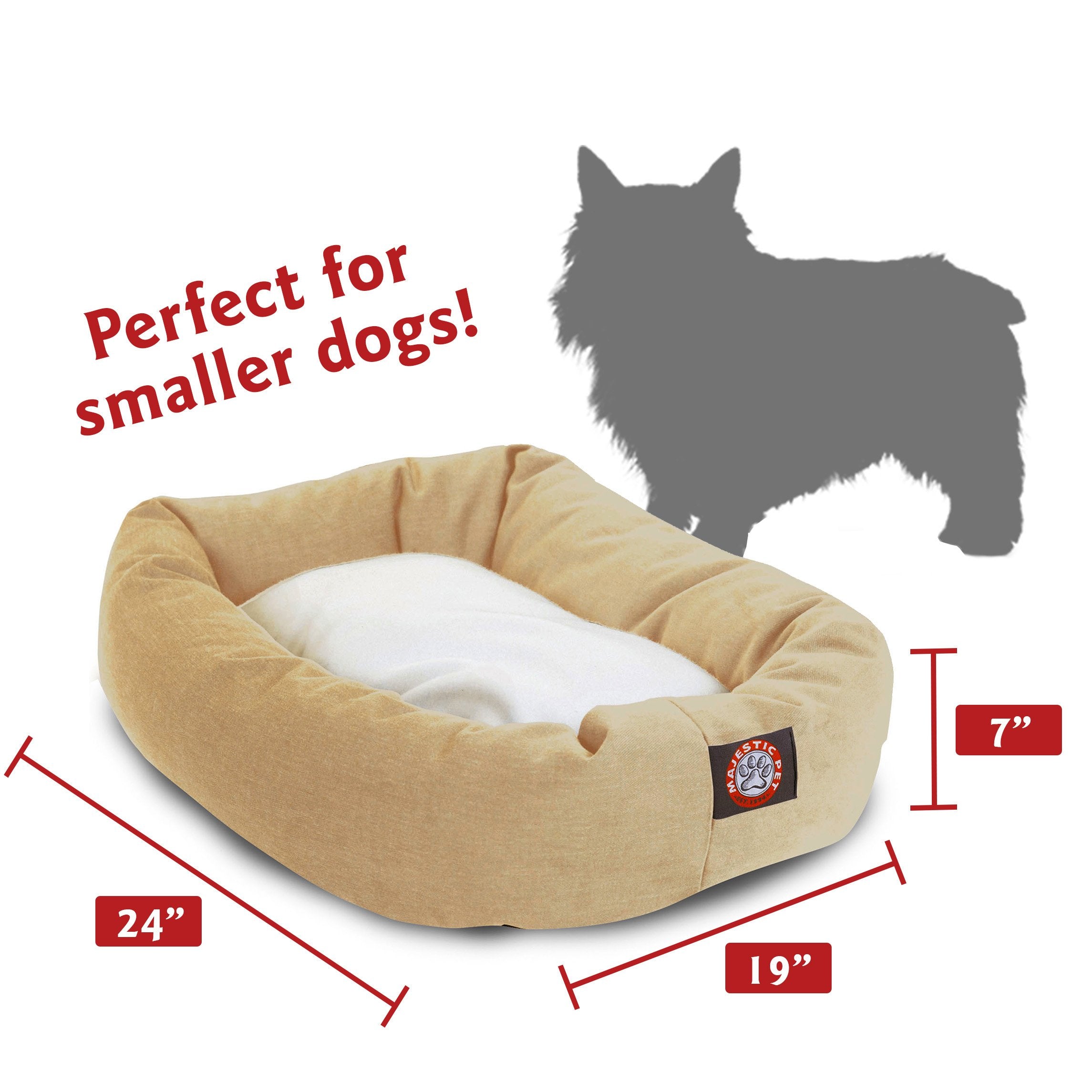 24 Inch Khaki & Sherpa Bagel Dog Bed By Majestic Pet Products