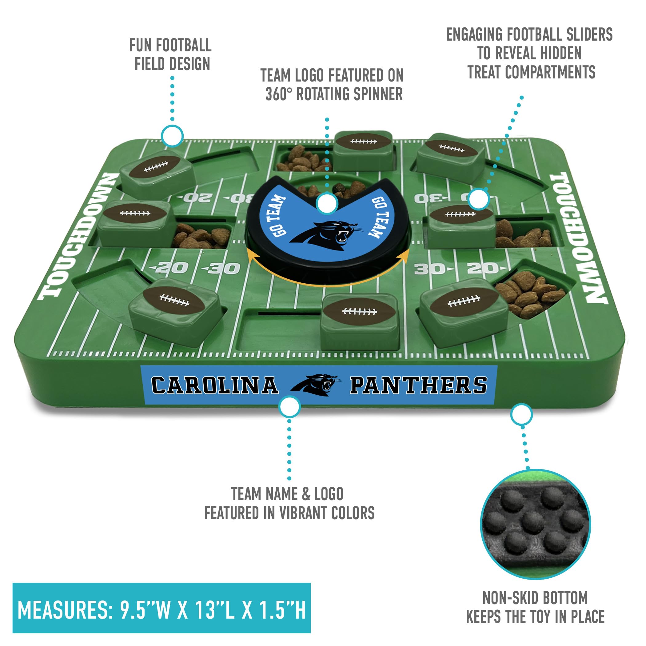 Pets First Nfl Carolina Panthers Large Puzzle Toy, Interactive Treat Dispenser, Slow Feeding Toy For Dogs