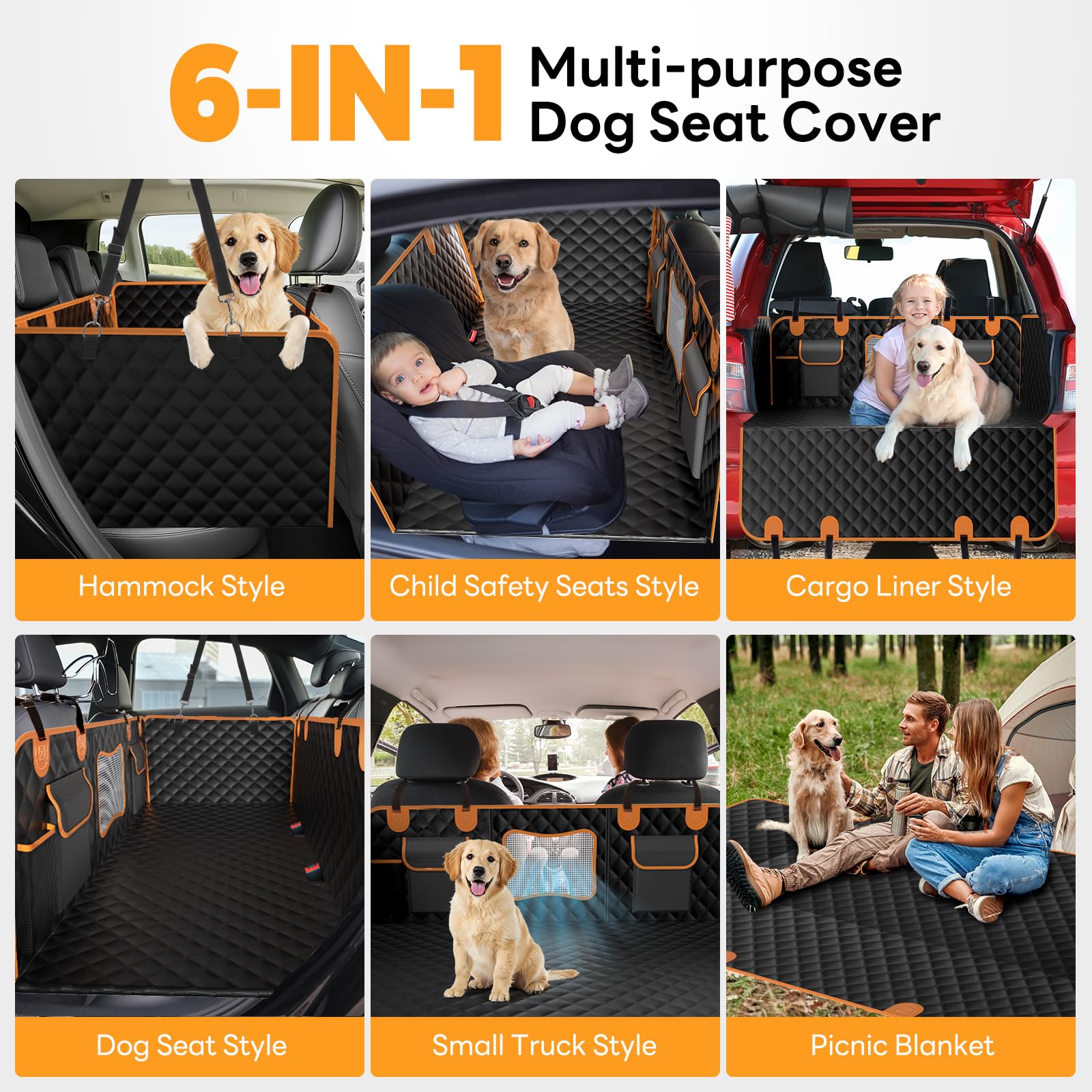 Chioratree Back Seat Extender for Dogs,Hard Bottom,Waterproof Dog Car Seat Cover for Back Seat Holds 450 lbs - Detachable, Scrat