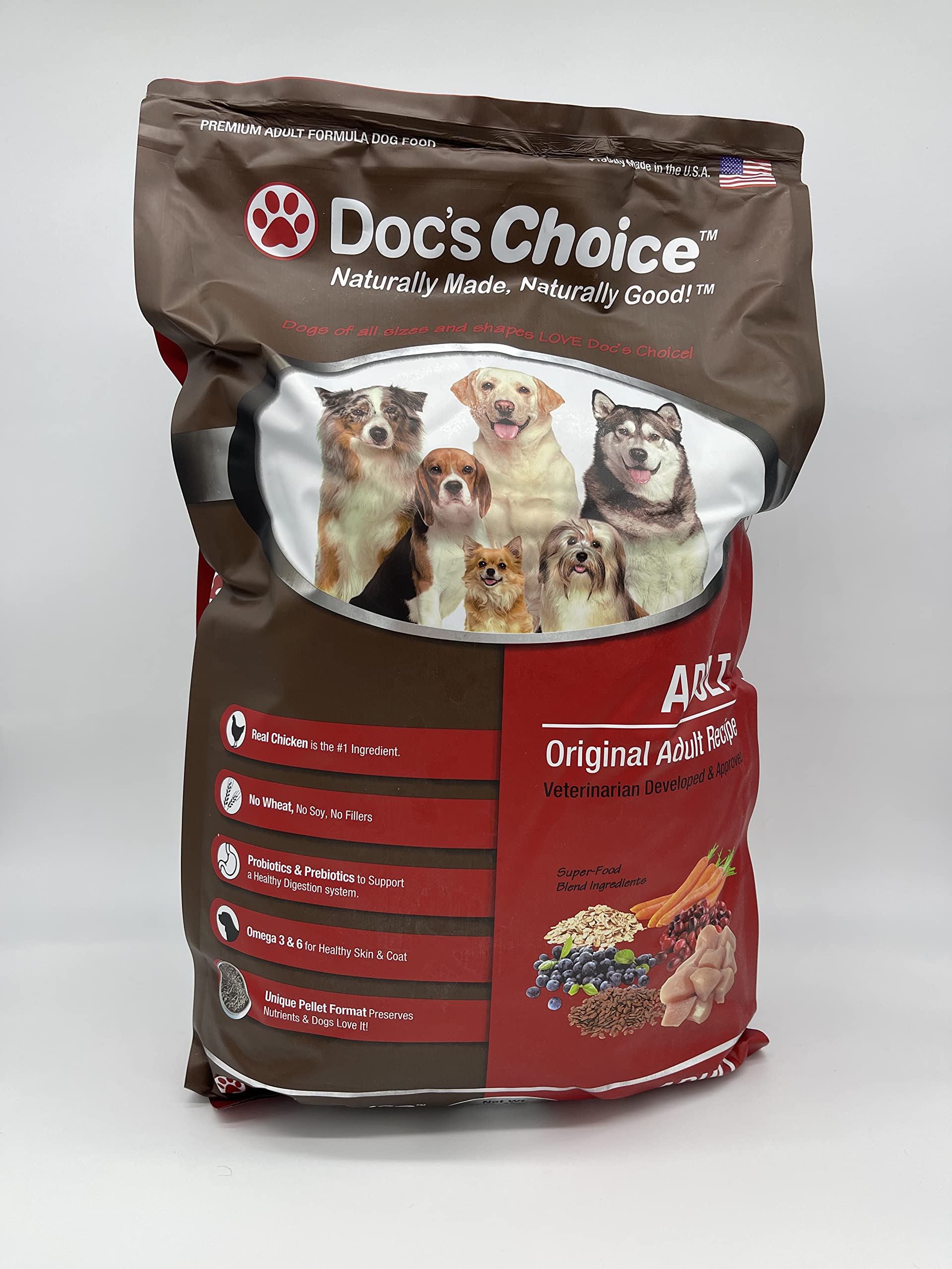 Docs Choice Premium Adult Chicken Dry Dog Food - Great for Adults and Seniors, Veterinarian Developed, No Fillers/Artificial In