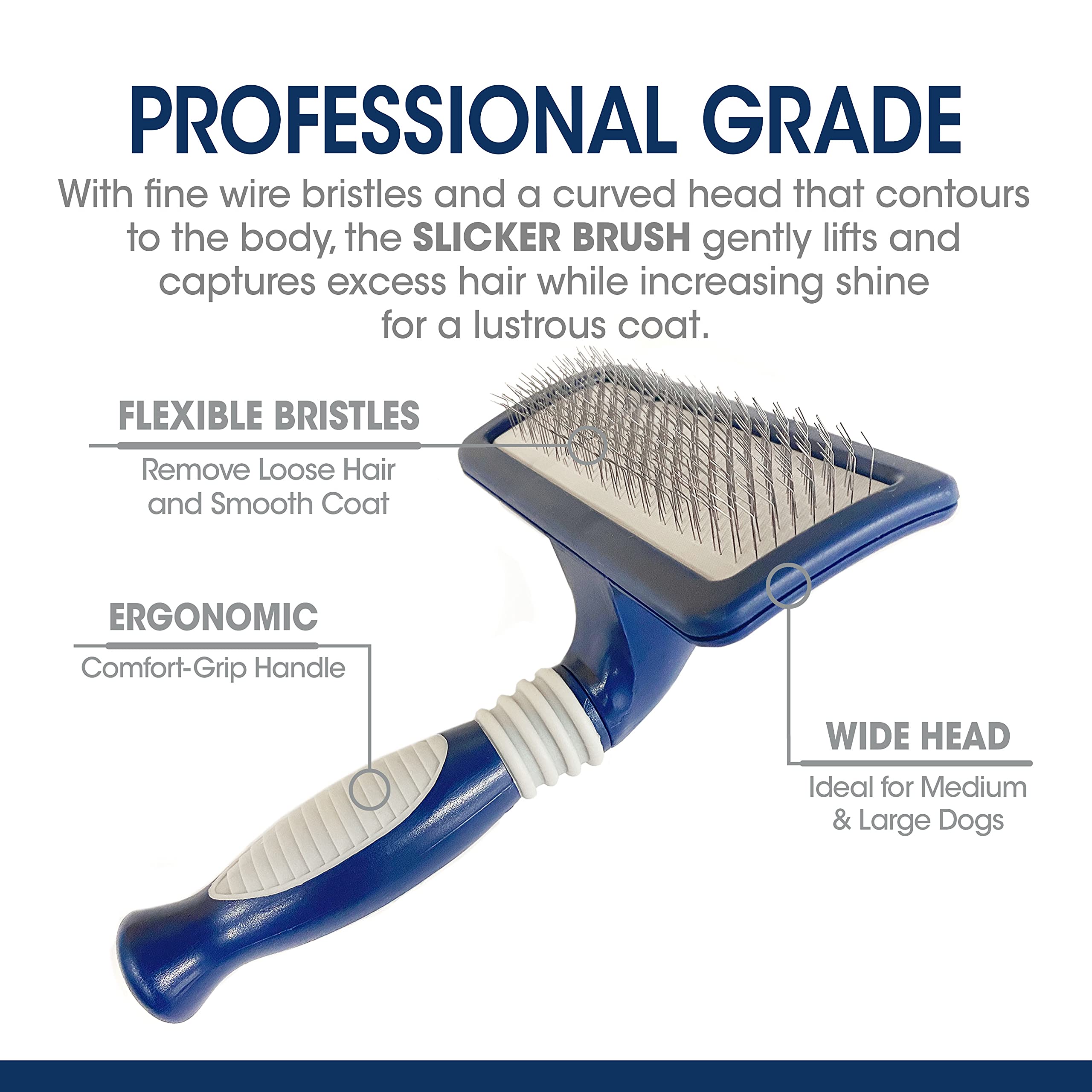 Four Paws Magic Coat Professional Series Grooming Brush For Dogs & Cats, Reduces Shedding, Stimulates Coat'S Natural Oils, Ergon