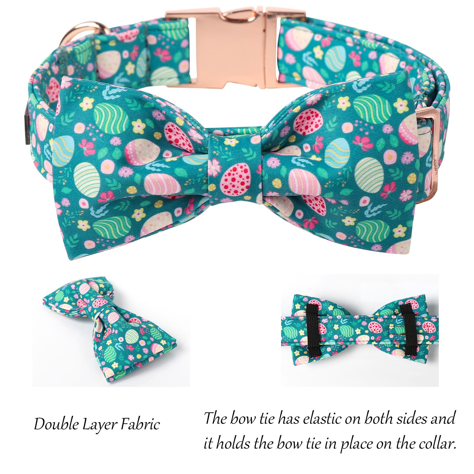 Lionet Paws Easter Green Dog Collar,Eggs Dog Collar For Medium Dogs, Adjustable Cotton Flower Pet Collars For Small Medium Dogs