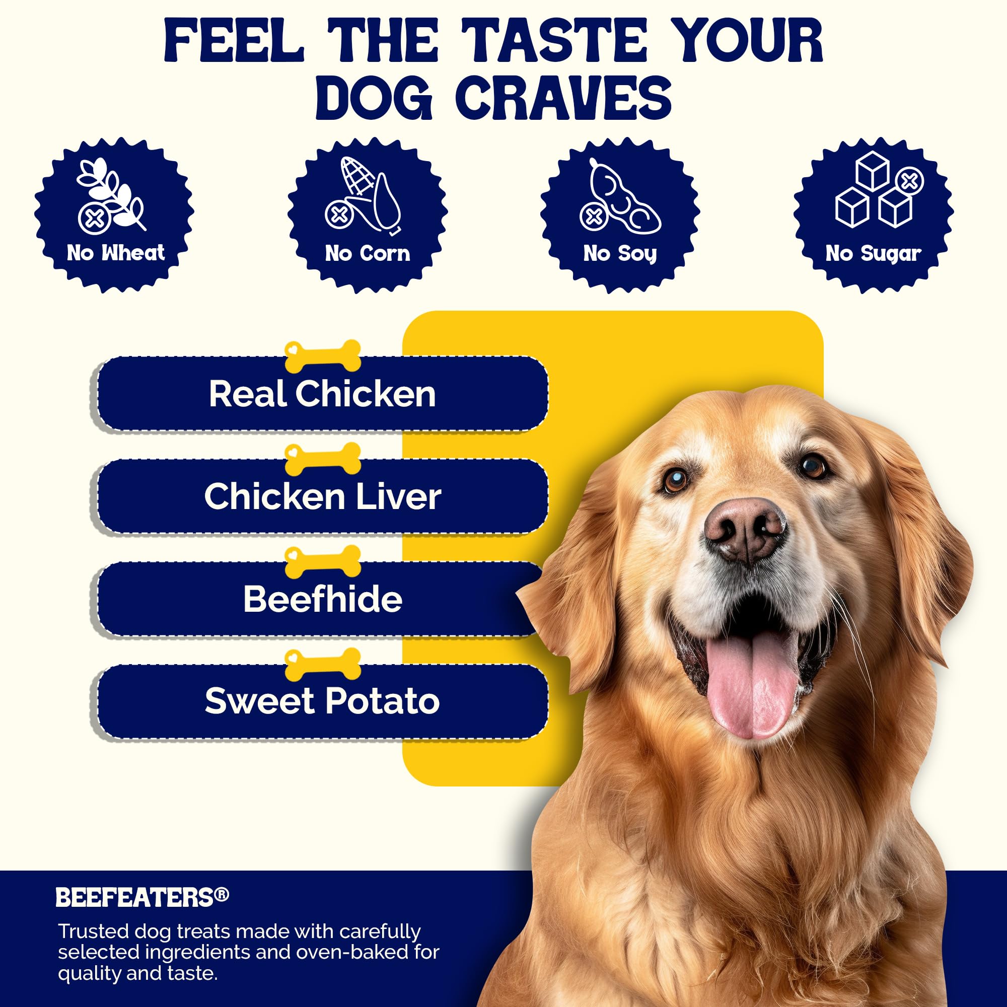 Beefeaters Beefhide Kabobs Dog Treats – Triple Flavor with Real Chicken, 12oz, Long-Lasting Chewing, Dental Support, Brown