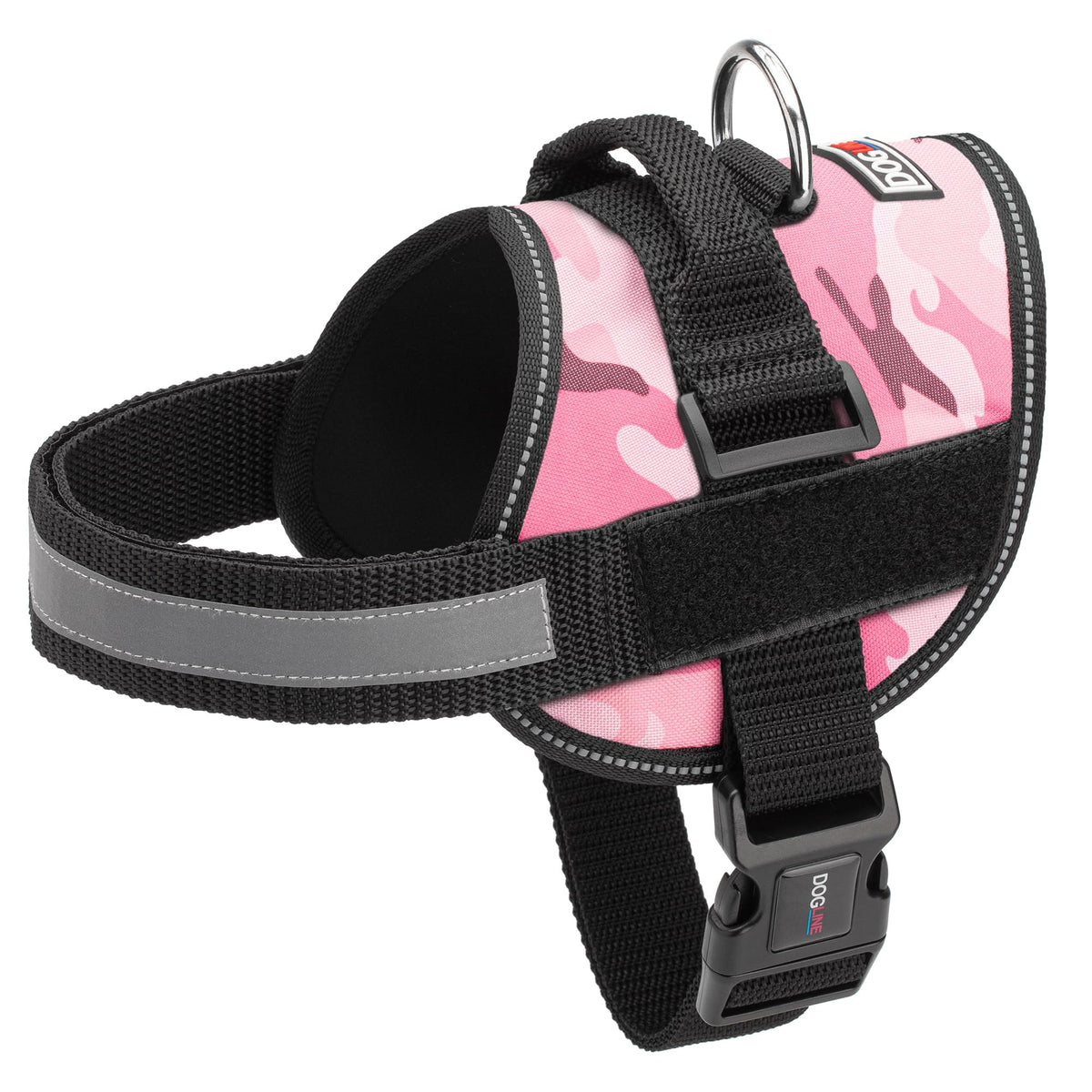 Dog Harness, Reflective No-Pull Adjustable Vest With Handle For Walking, Training, Service Breathable No - Choke Harness For Small, Medium Or Large Dogs Room For Patches Girth 15 To 19 In Pink Camo