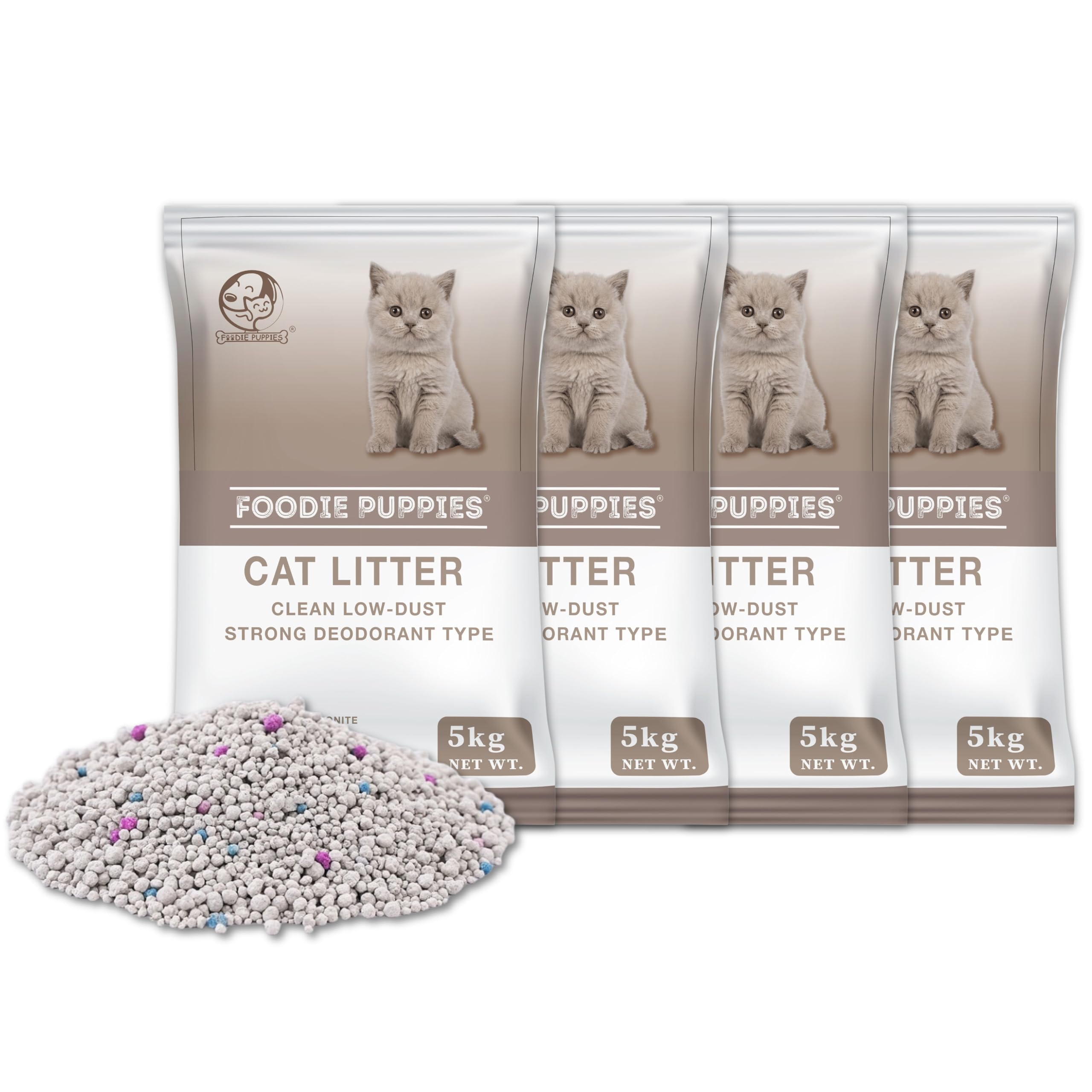 Foodie Puppies Natural Bentonite Cat Litter Sand - 20Kg With Lavender Fragrance For Cats And Kittens | Clean Low-Dust Strong Deo