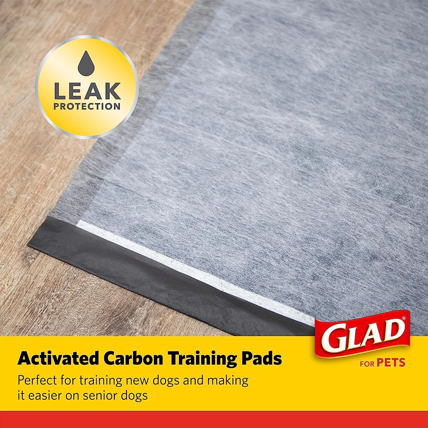 Glad for Pets Black Charcoal Puppy Pads - Super Absorbent Disposable Dog Pee Pads for Potty Training & Crate Training - 23 x 23
