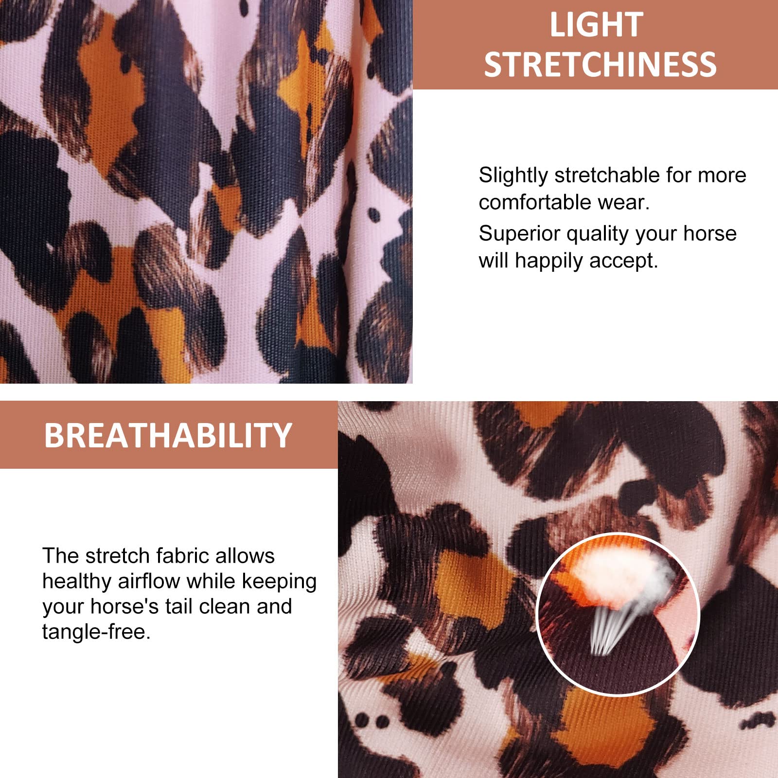 Harrison Howard Stretchy Tail Bag Breathable Horse Tail Guard Slip on Design Protect Horse Tail 2 Strand Closure Straps Keep Tai