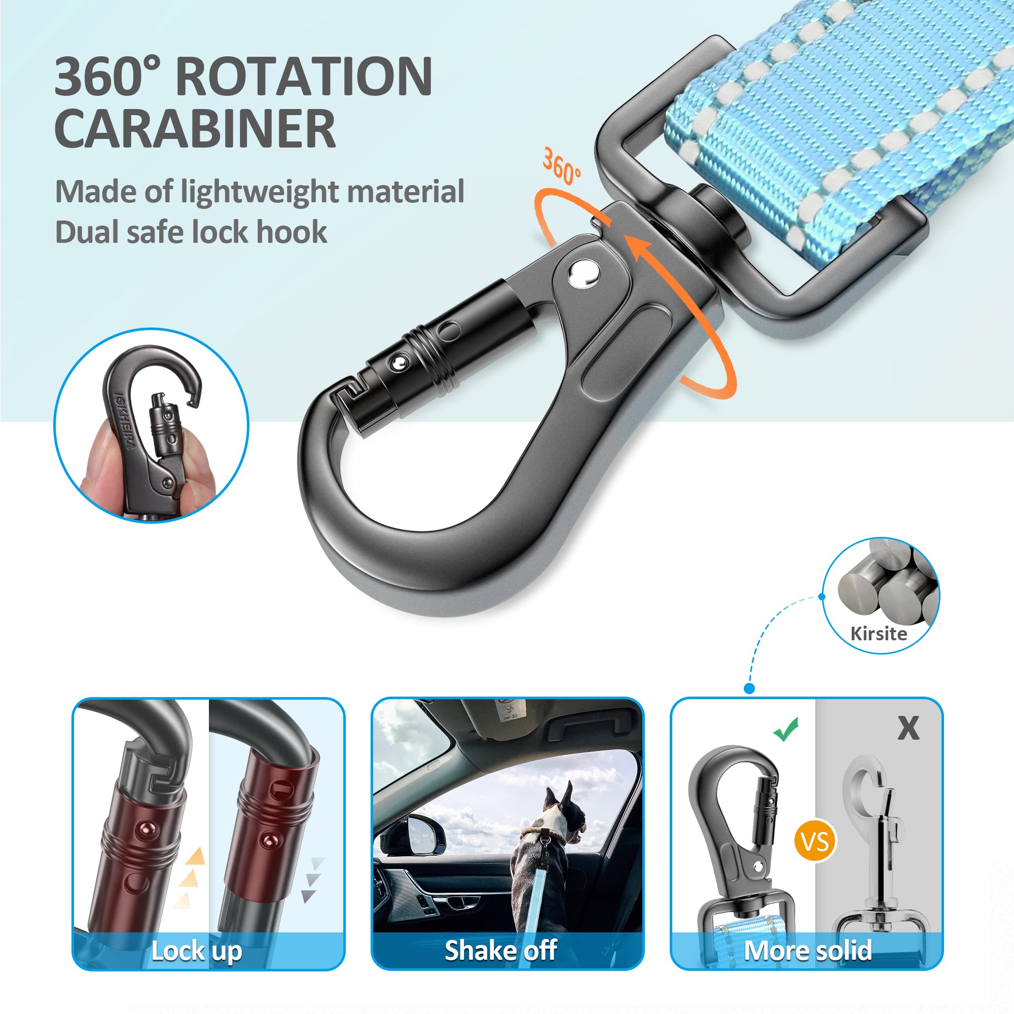 Dog Seat Belt 3-In-1 Car Harness For Dogs Adjustable Safety Seatbelt For Car Durable Nylon Reflective Bungee Fabric Tether With