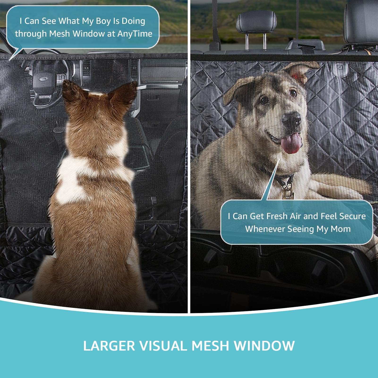 Comwish Dog Seat Cover For Truck With Mesh Window, Waterproof Dog Hammock For Truck Back Seat With Durable Scratchproof Nonslip