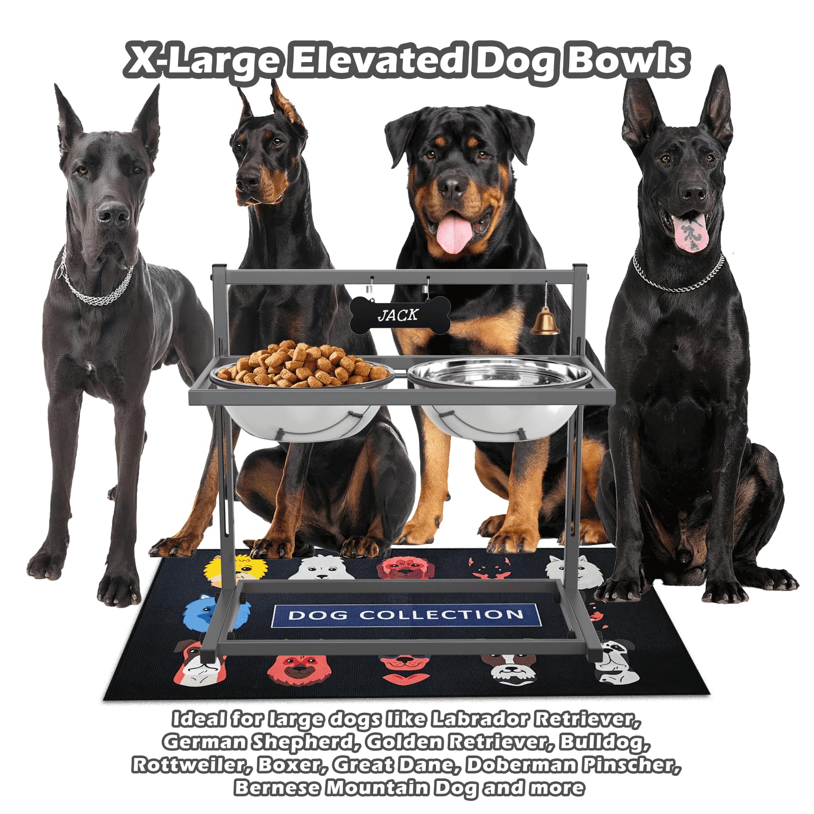 Shainfun Elevated Dog Bowls For Large Dogs And Extra Large Sized Dog Raised Dog Bowl Stand Adjustable Height With Two 3000Ml(13-