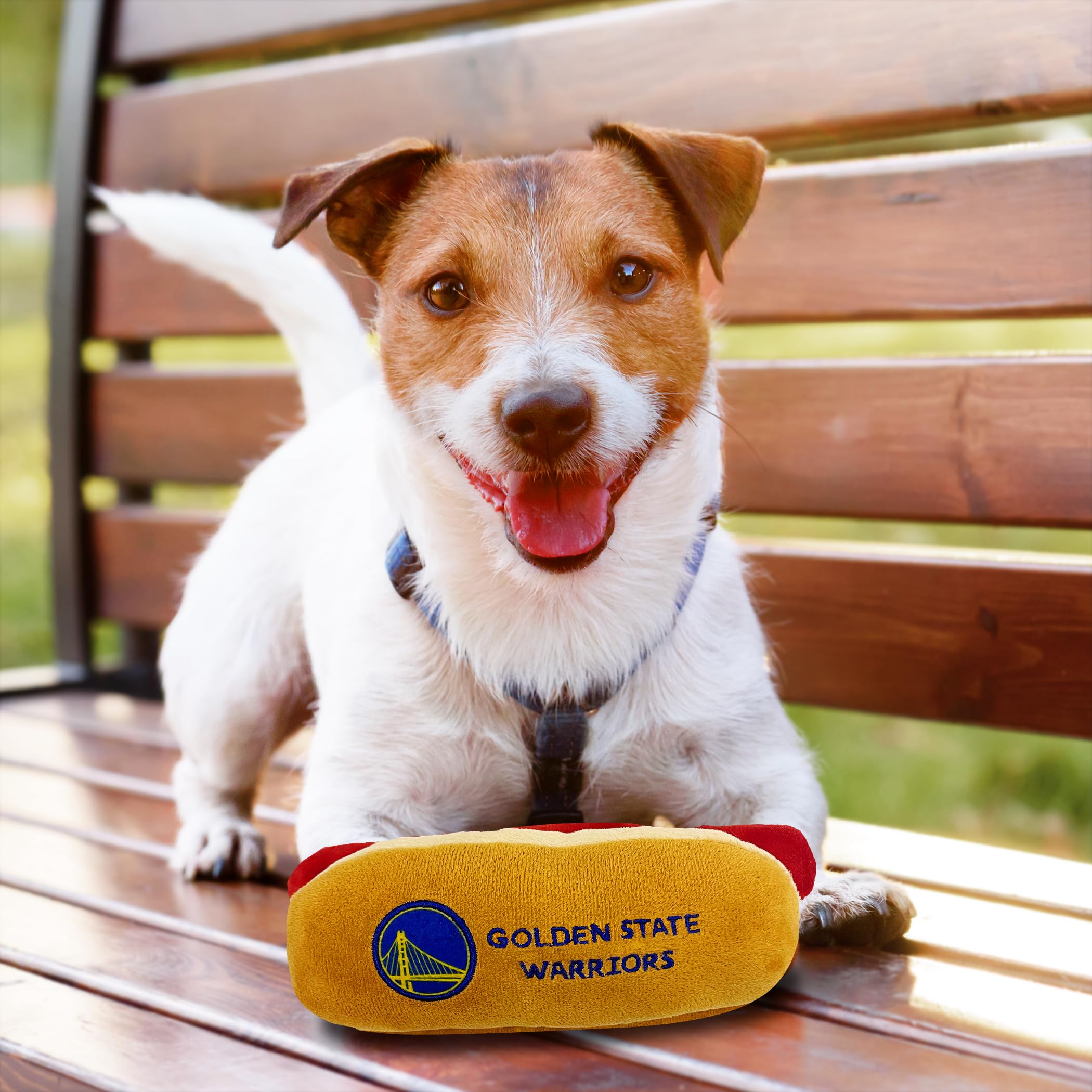 Pets First Nba Golden State Warriors Hot Dog Plush Dog & Cat Squeak Toy - Cutest Hot-Dog Snack Plush Toy For Dogs & Cats With In