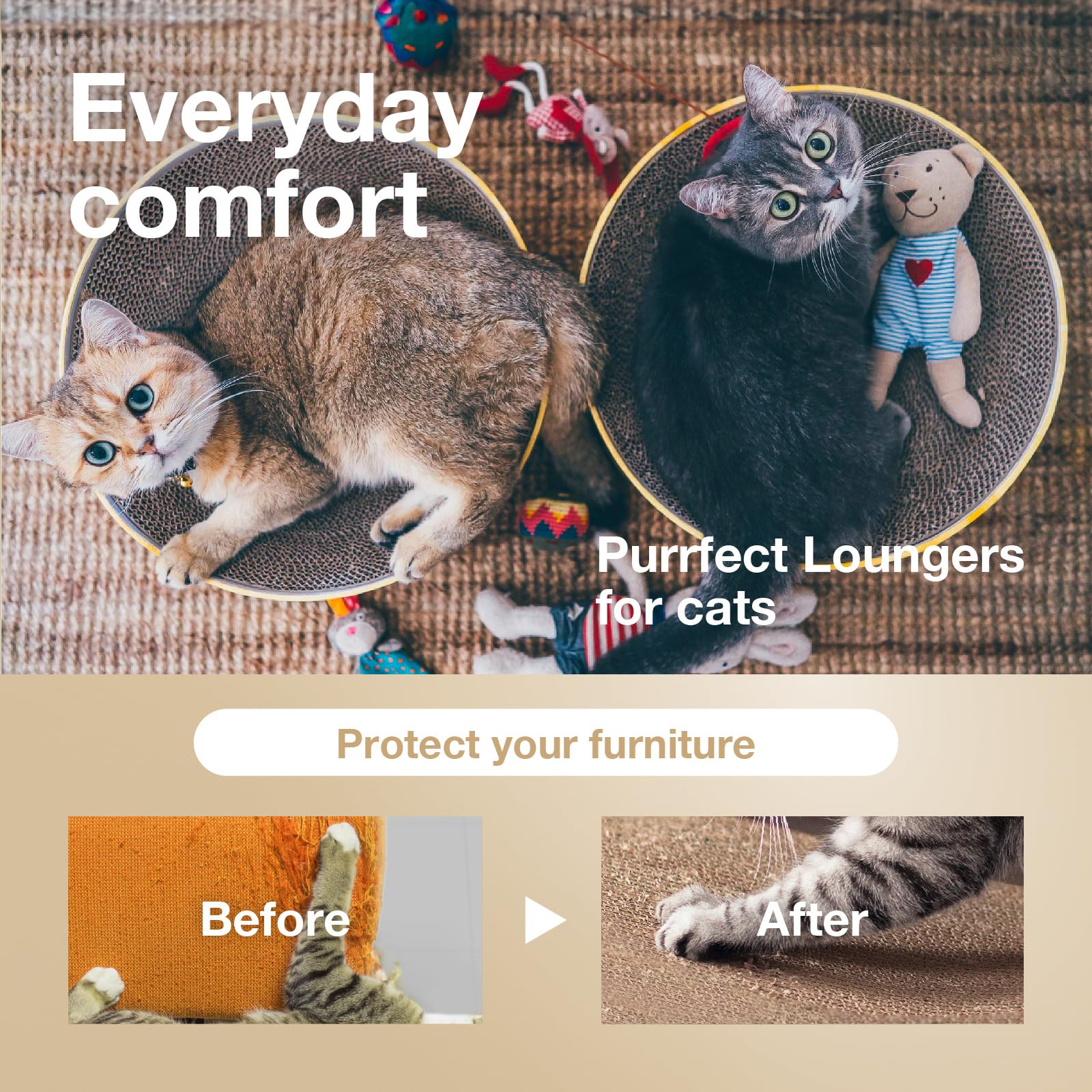 NECOICHI Cozy Cat Scratcher Bowl - 100% Recycled Paper, Chemical-Free, Dark Cherry, Regular Size